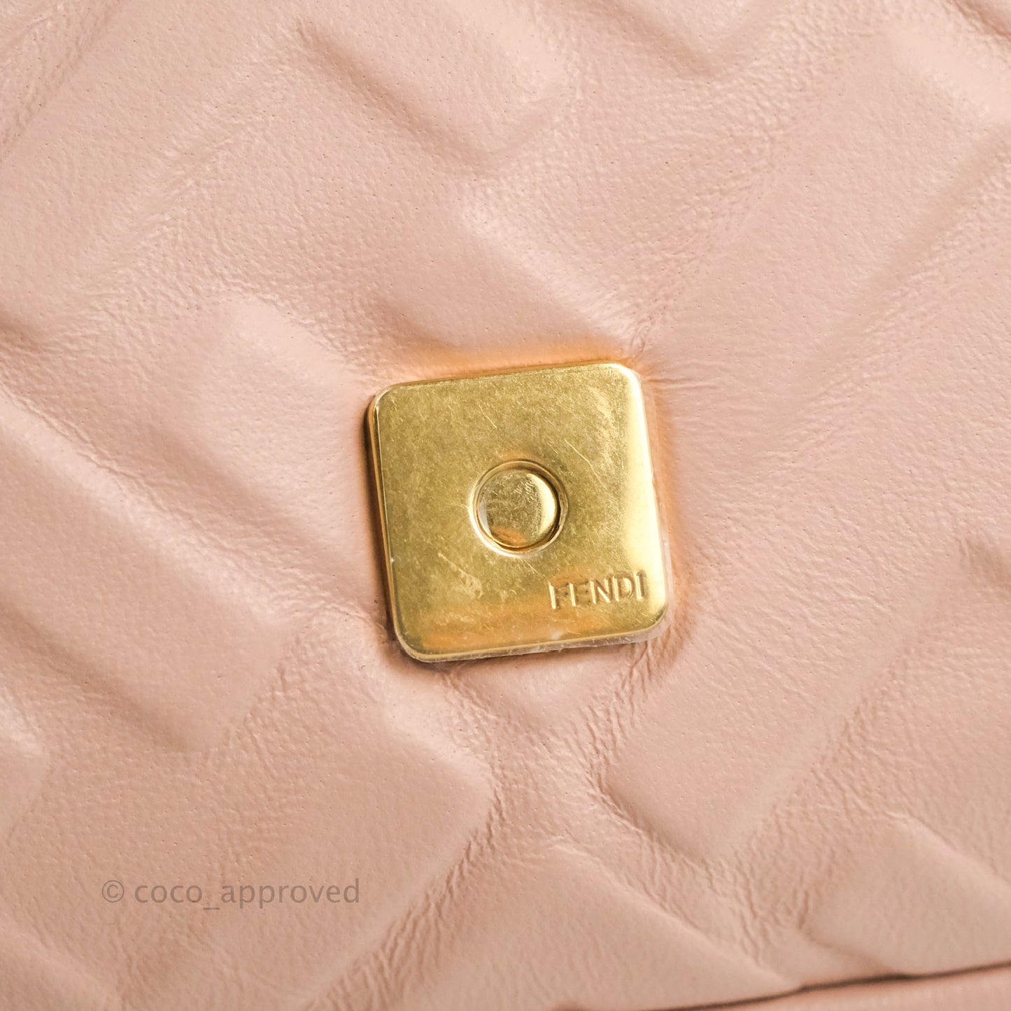Fendi Medium Nappa FF 1974 Embossed Baguette Rosa Quarzo Gold Hardware