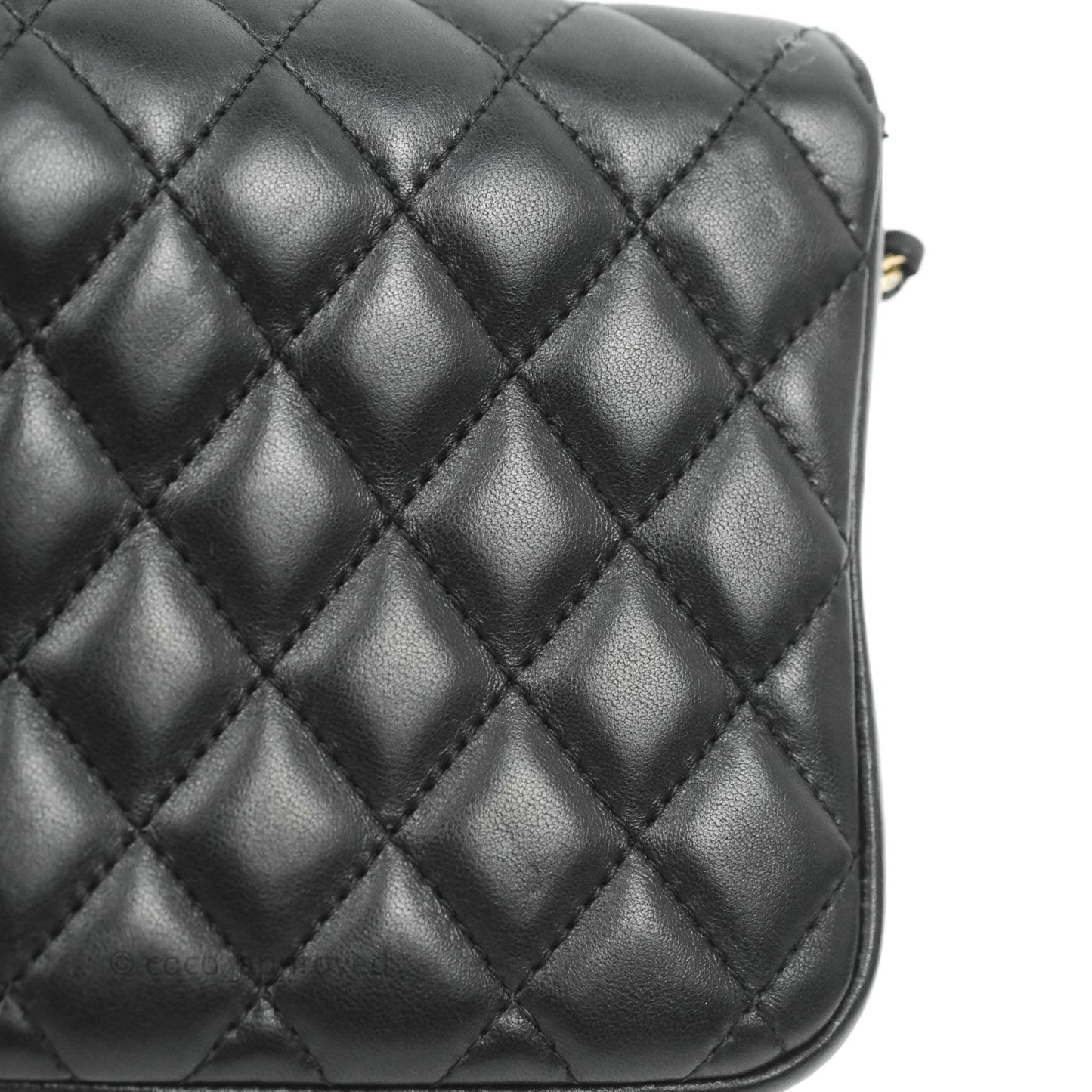 Chanel Classic Twin Flap Bag Side Pack Black Lambskin Gold Hardware
