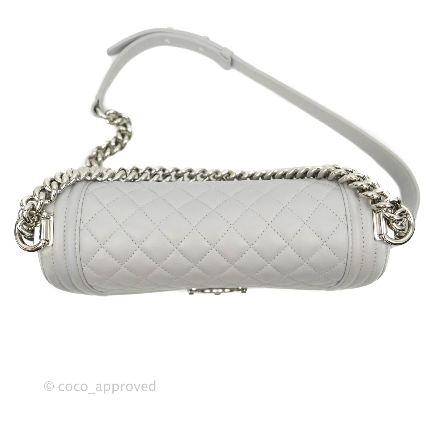 Chanel Quilted Medium Boy Grey Lambskin Silver Hardware