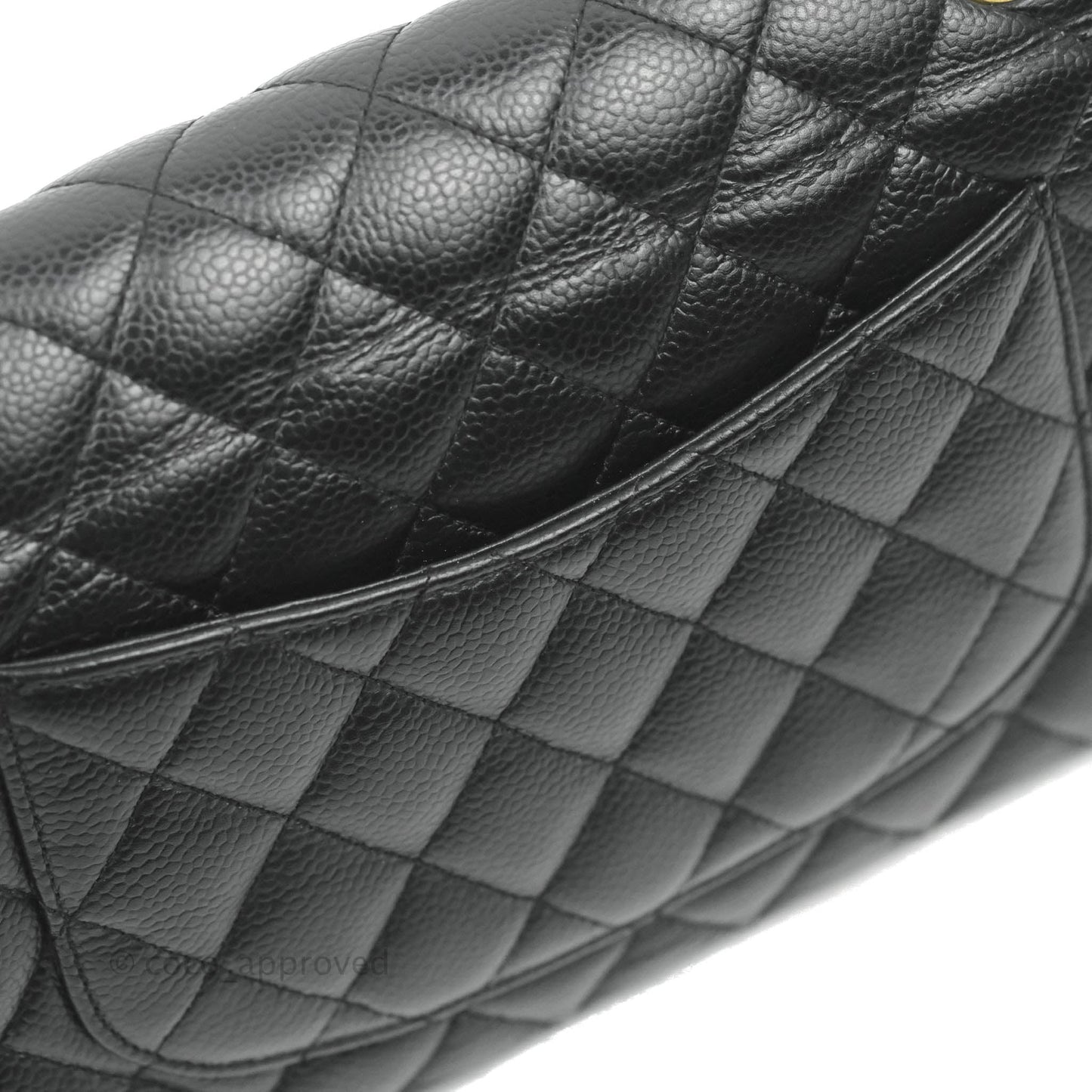 Chanel Vintage Classic M/L Medium Flap Quilted Black Caviar 24K Gold Hardware