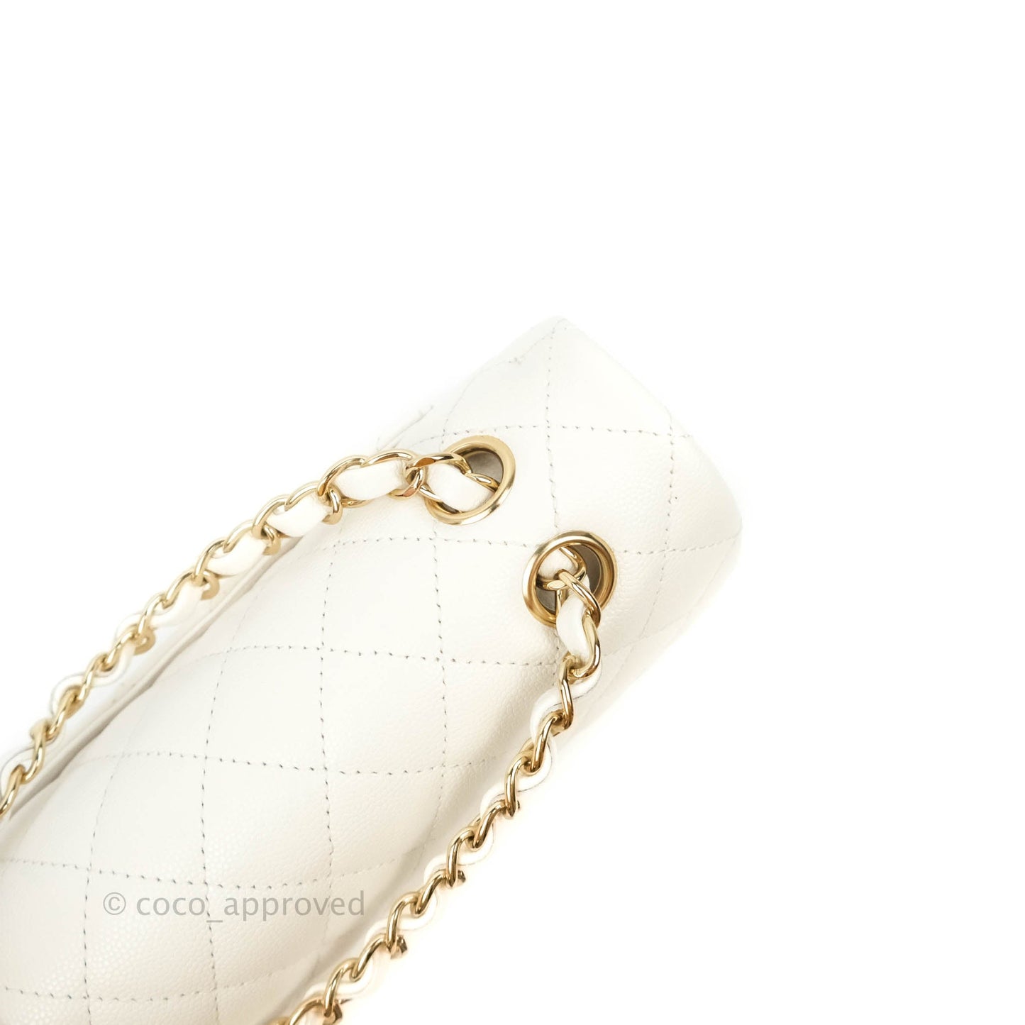 Chanel Classic Small S/M Flap White Caviar Gold Hardware 20S