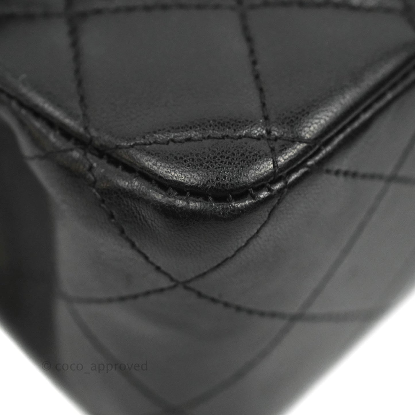 Chanel Quilted Classic M/L Medium Flap Black Lambskin Silver Hardware