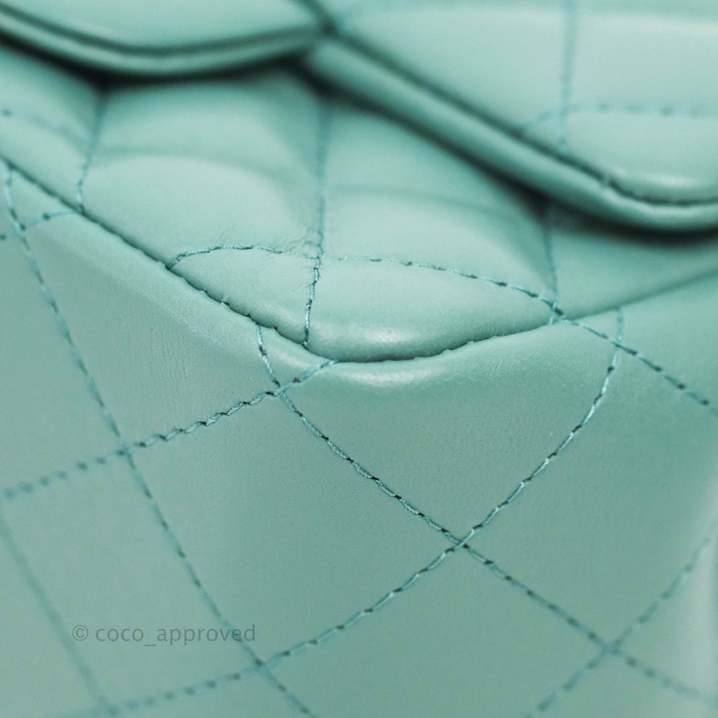 Chanel Mini Square Teal Green Lambskin Gold Hardware