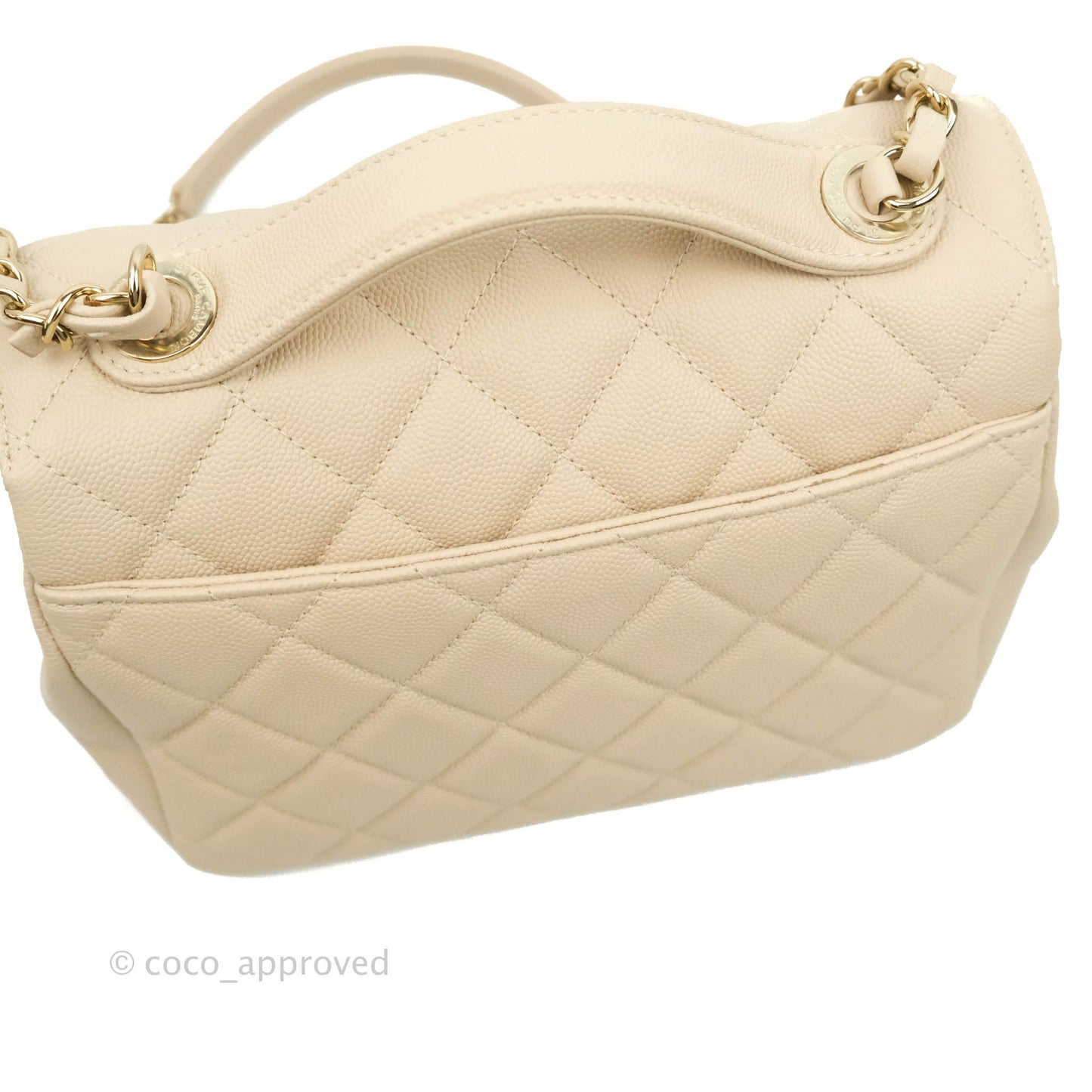 Chanel Quilted Medium Business Affinity Flap Light Beige Caviar Gold Hardware 20B