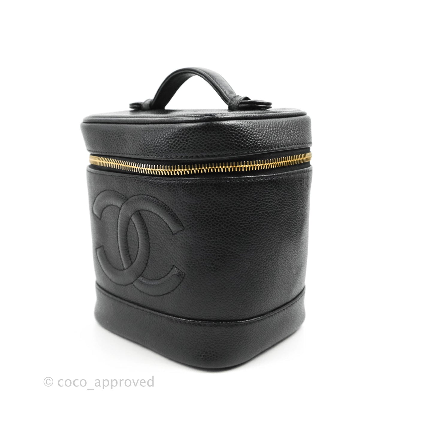 Chanel Vintage Vanity Case Black Caviar Gold Hardware
