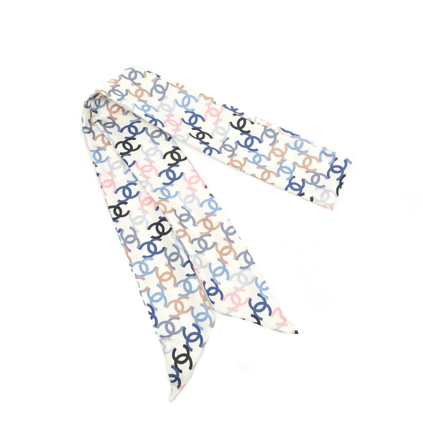 Chanel CC Silk Twilly in White