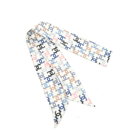 Chanel CC Silk Twilly in White