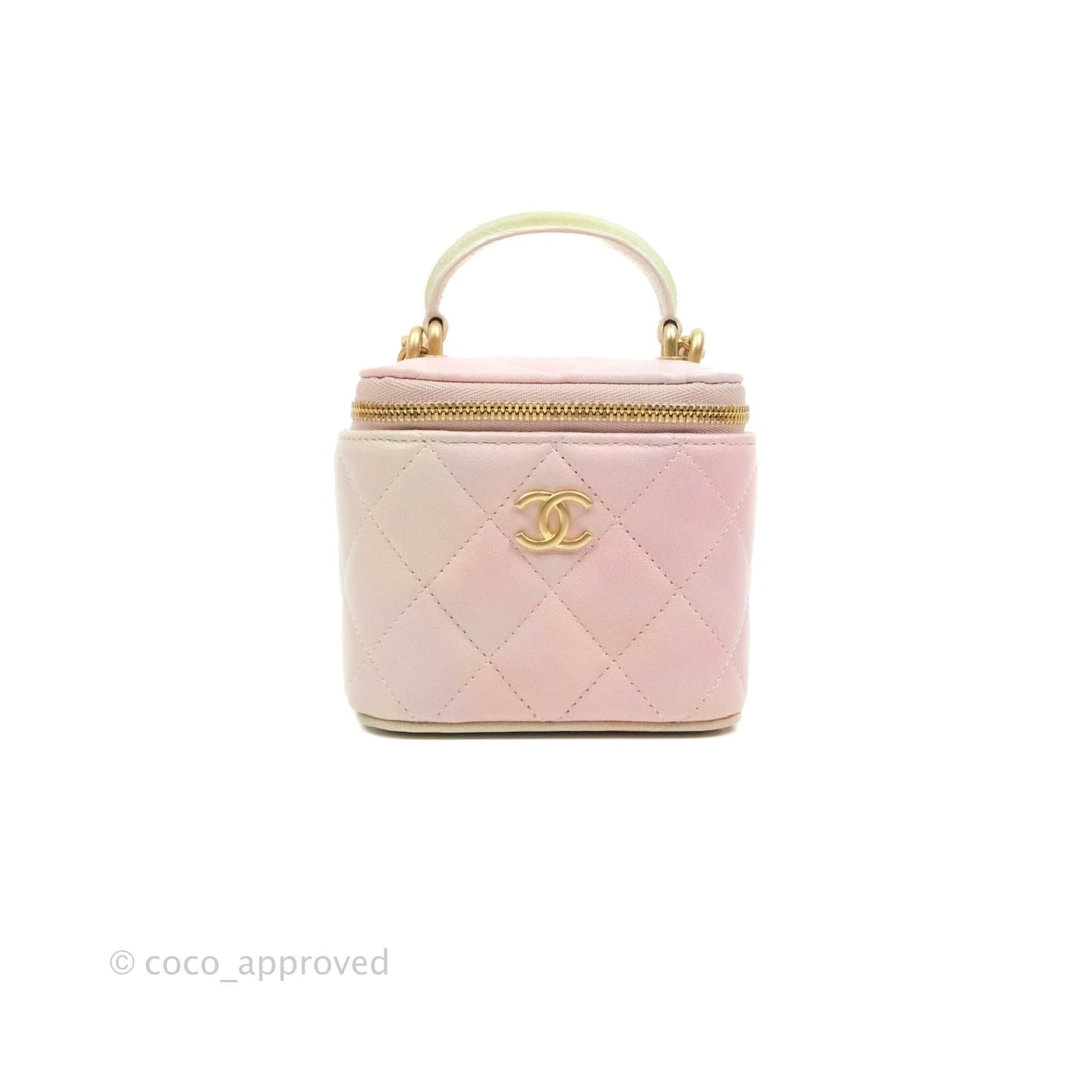 Chanel Mini Top Handle Vanity With Chain Rainbow Lambskin Aged Gold Hardware