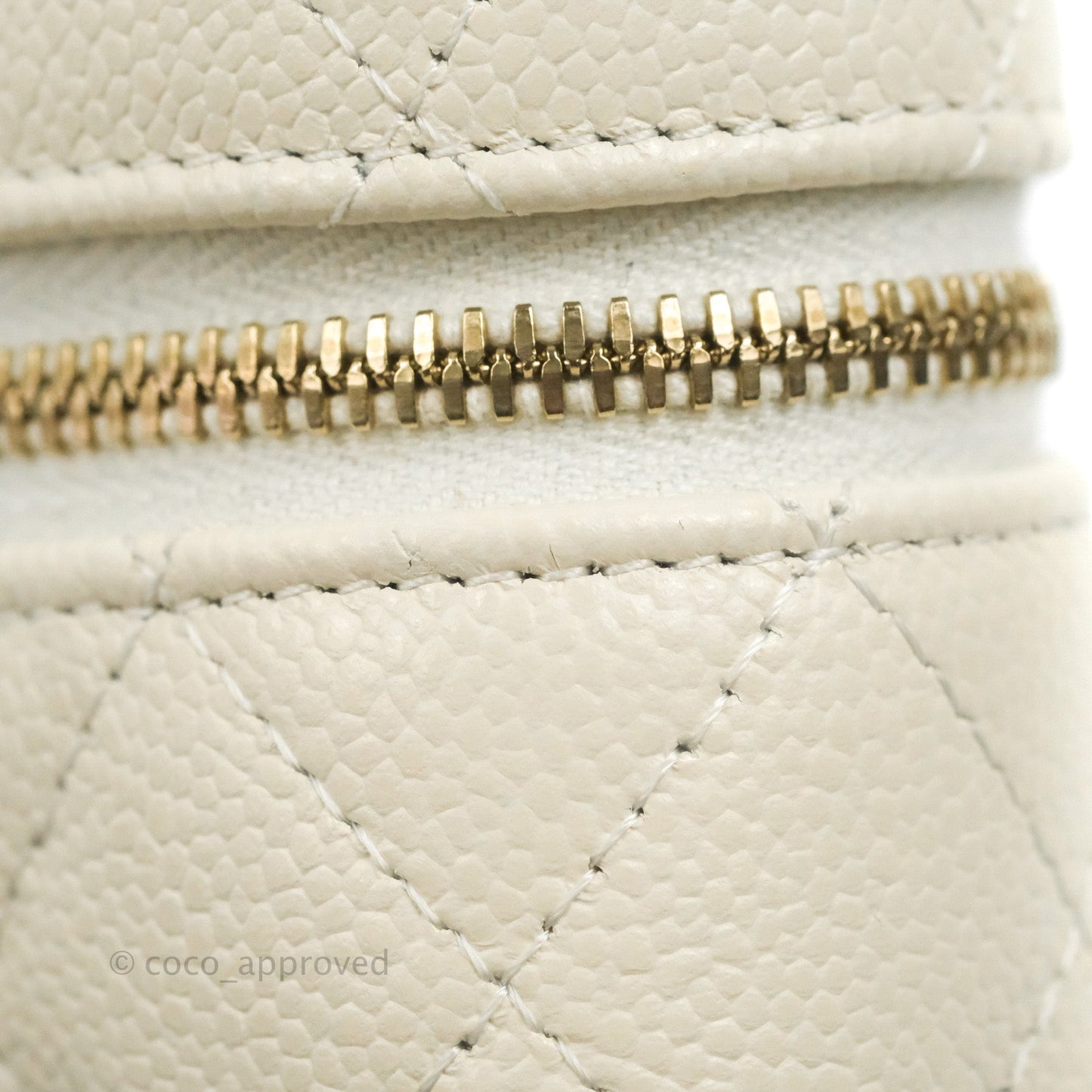 Chanel Quilted Small Handle With Care Vanity Case With Chain Ivory Caviar Gold Hardware