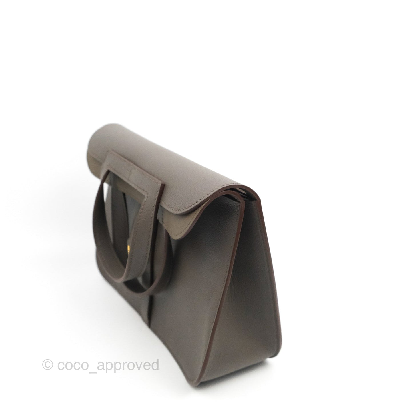 Hermès Halzan 25 Gris Etain 8F Evercolor Gold Hardware