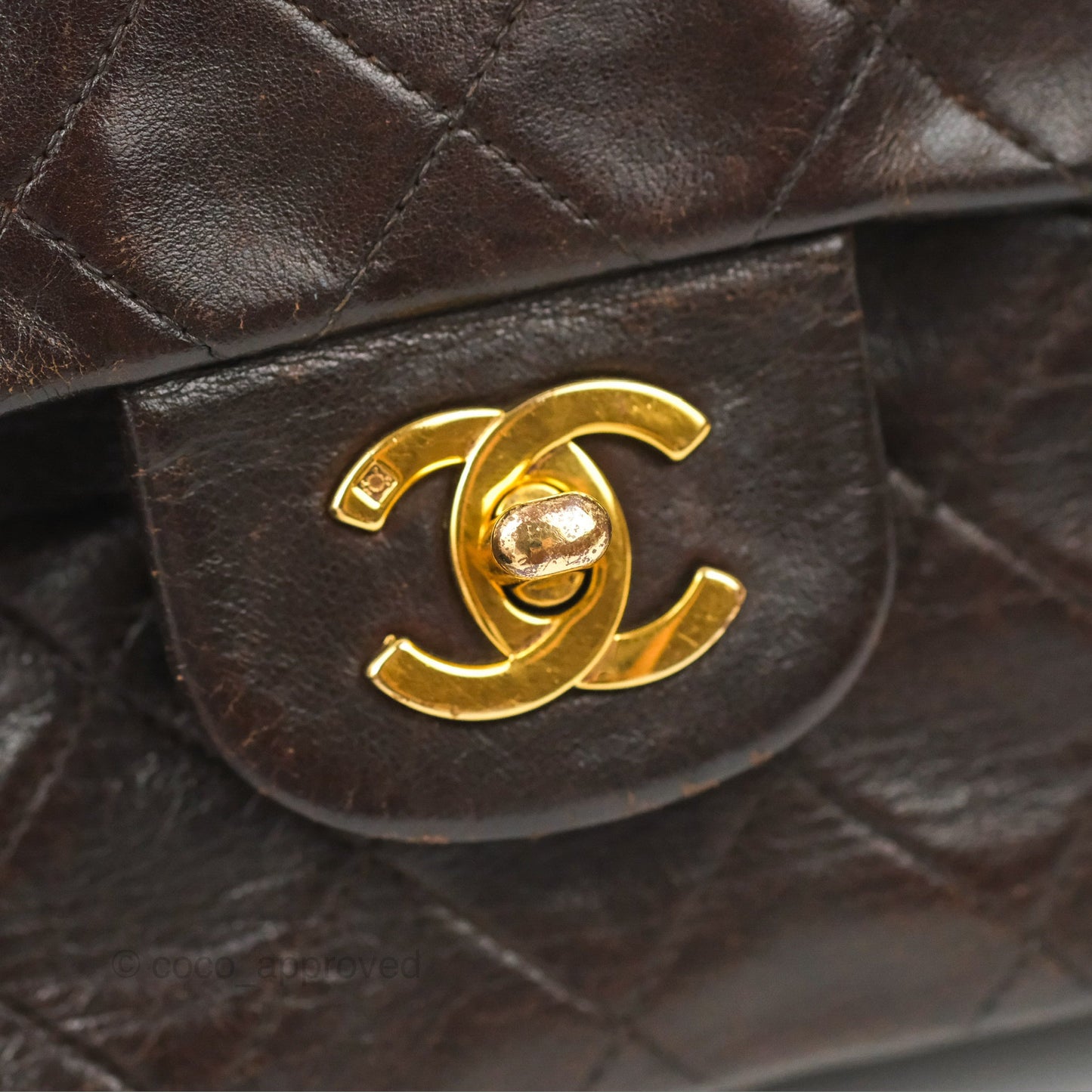 Chanel Vintage Small Classic Flap Brown Lambskin 24K Gold Hardware