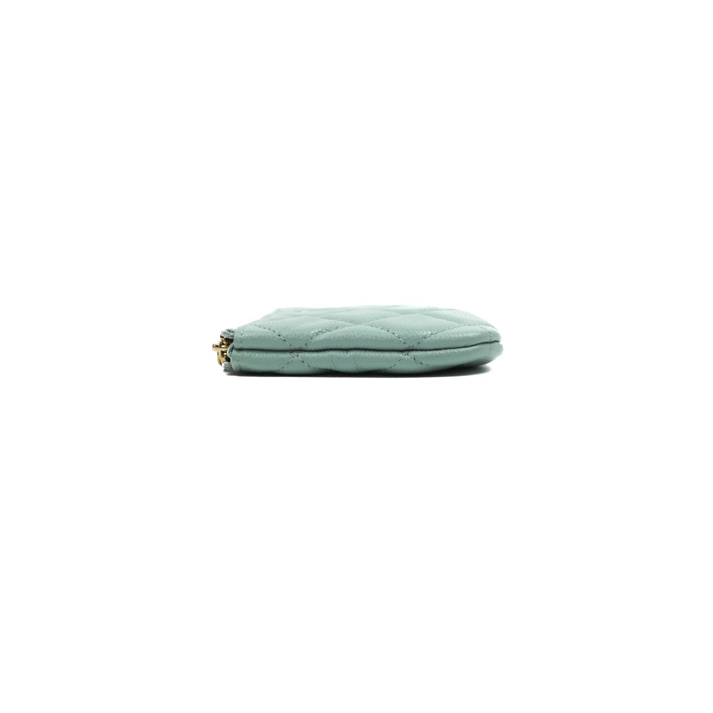 Chanel Mini Quilted O Case Tiffany Blue Caviar Gold Hardware