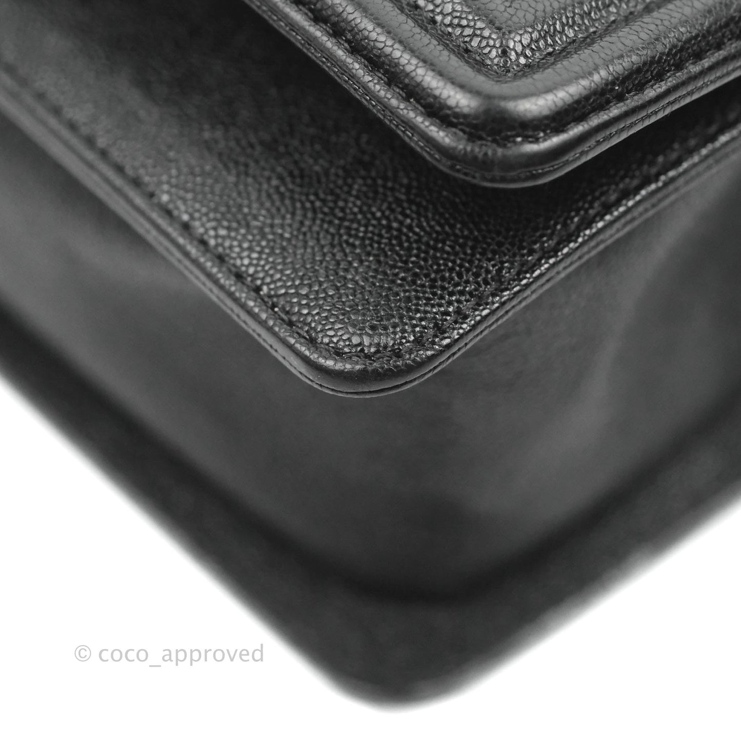 Chanel Small Boy Chevron Black Caviar Gold Hardware