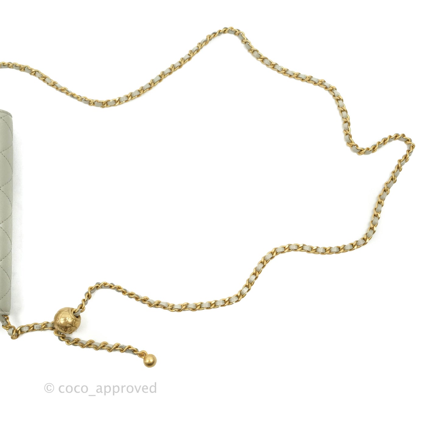 Chanel Quilted Pearl Crush Wallet on Chain WOC Light Grey Lambskin Aged Gold Hardware 22C