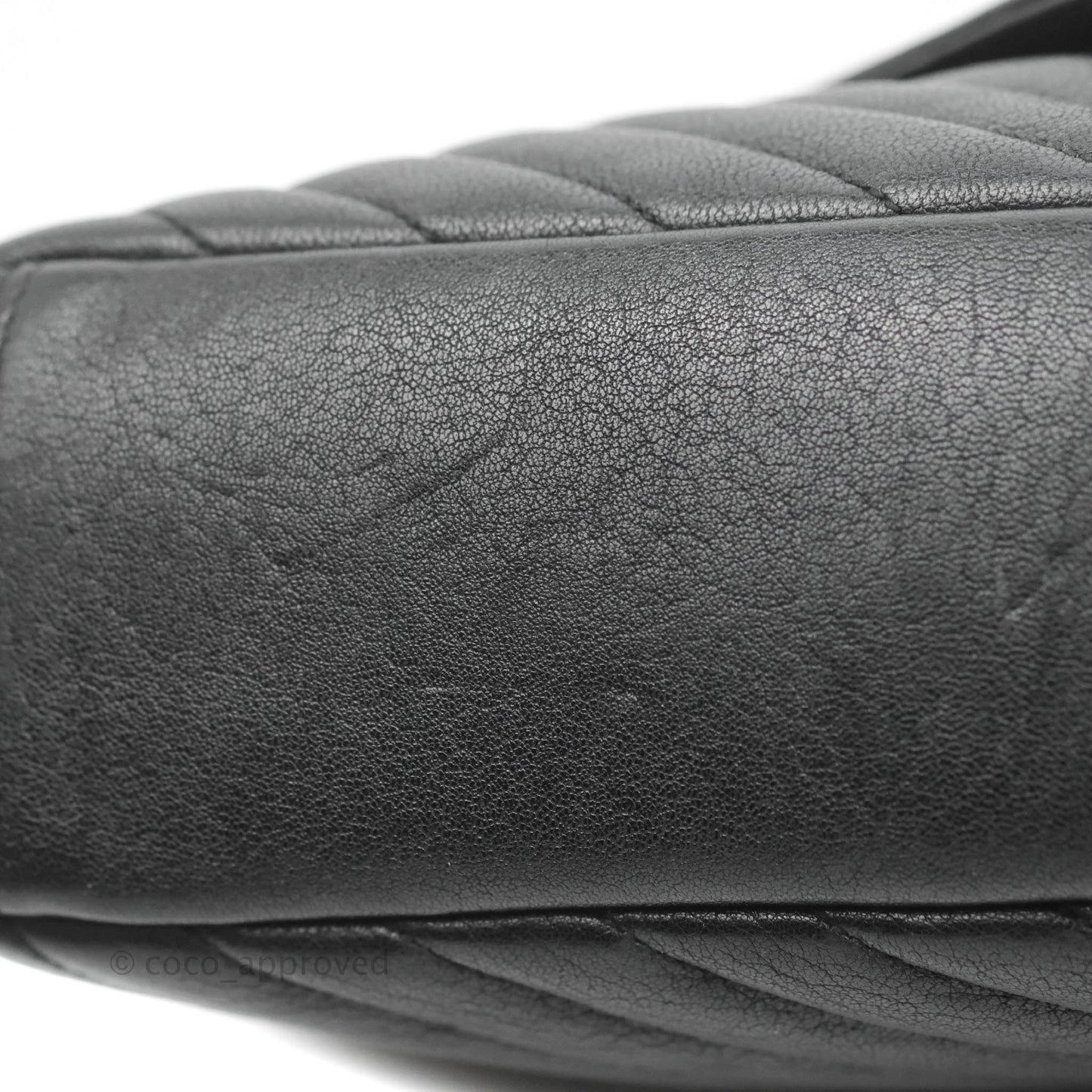 Saint Laurent Chevron Large College Black Chain Bag Ruthenium Hardware