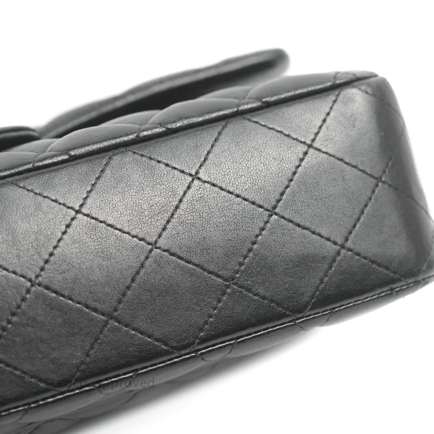 Chanel Classic M/L Medium Flap Quilted Black Lambskin Silver Hardware