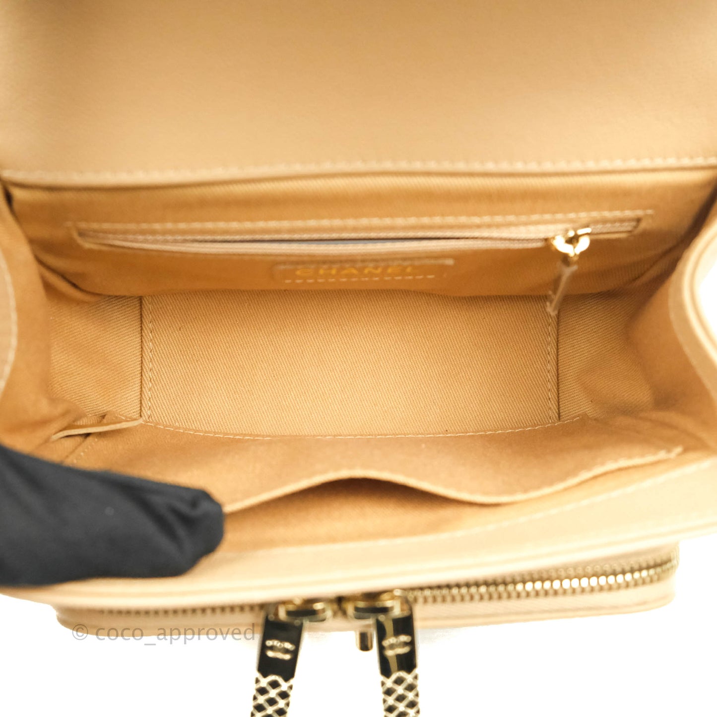 Chanel Quilted Small Business Affinity Flap Dark Beige Caviar Light Gold Hardware