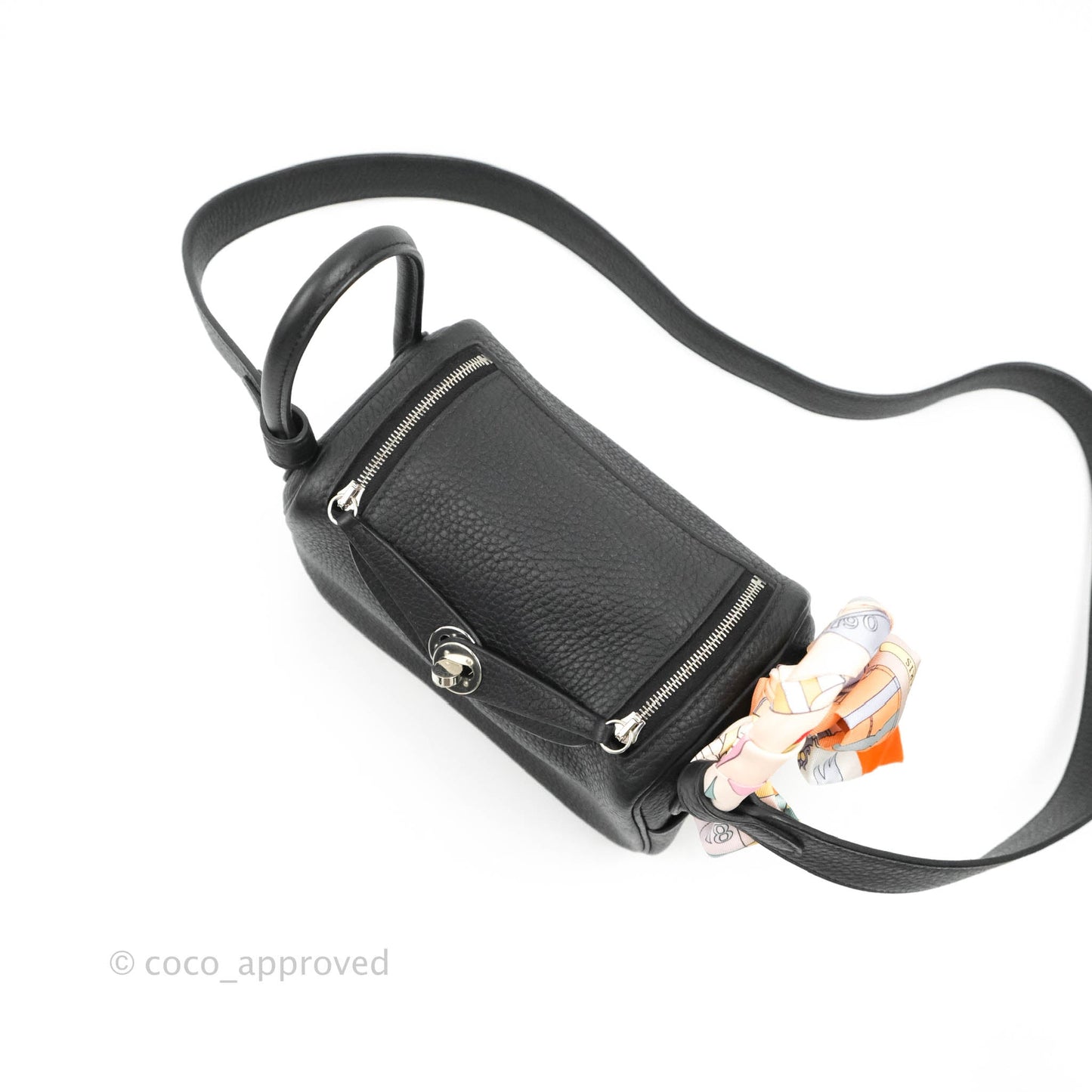 Hermès Mini Lindy 20 Taurillon Clemence Black Palladium Hardware With Twilly