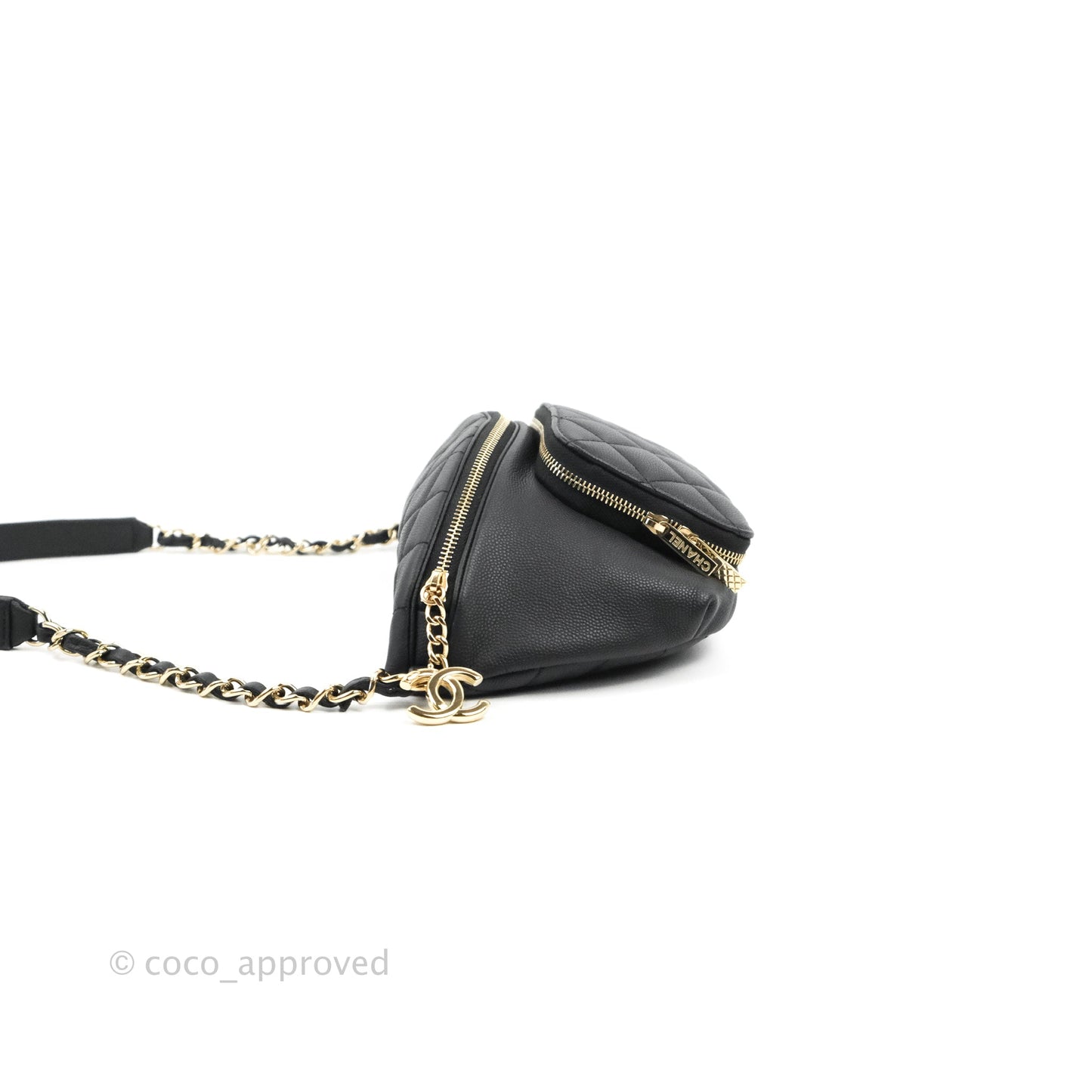 Chanel Quilted Business Affinity Waist Belt Bag Black Caviar Gold Hardware