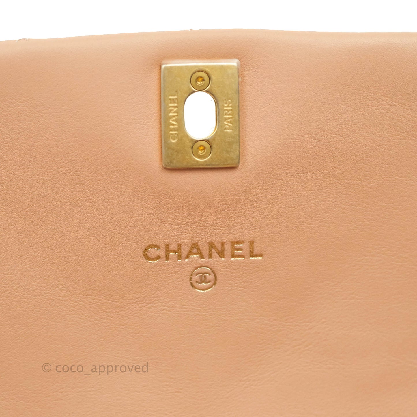 Chanel Clutch with Chain Beige Pink Calfskin Aged Gold Hardware