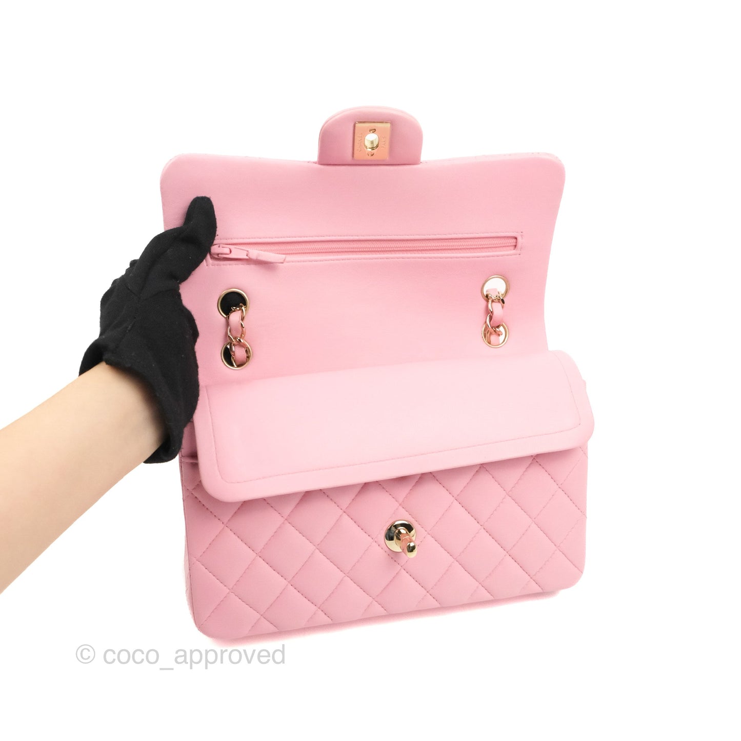 Chanel Small Classic Quilted Flap Pink Lambskin Gold Hardware