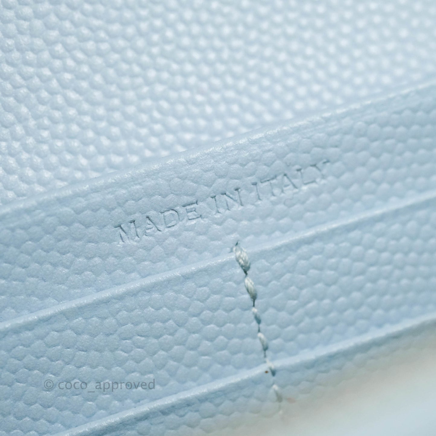 Saint Laurent Wallet on Chain Light Blue Grained Leather Silver Hardware