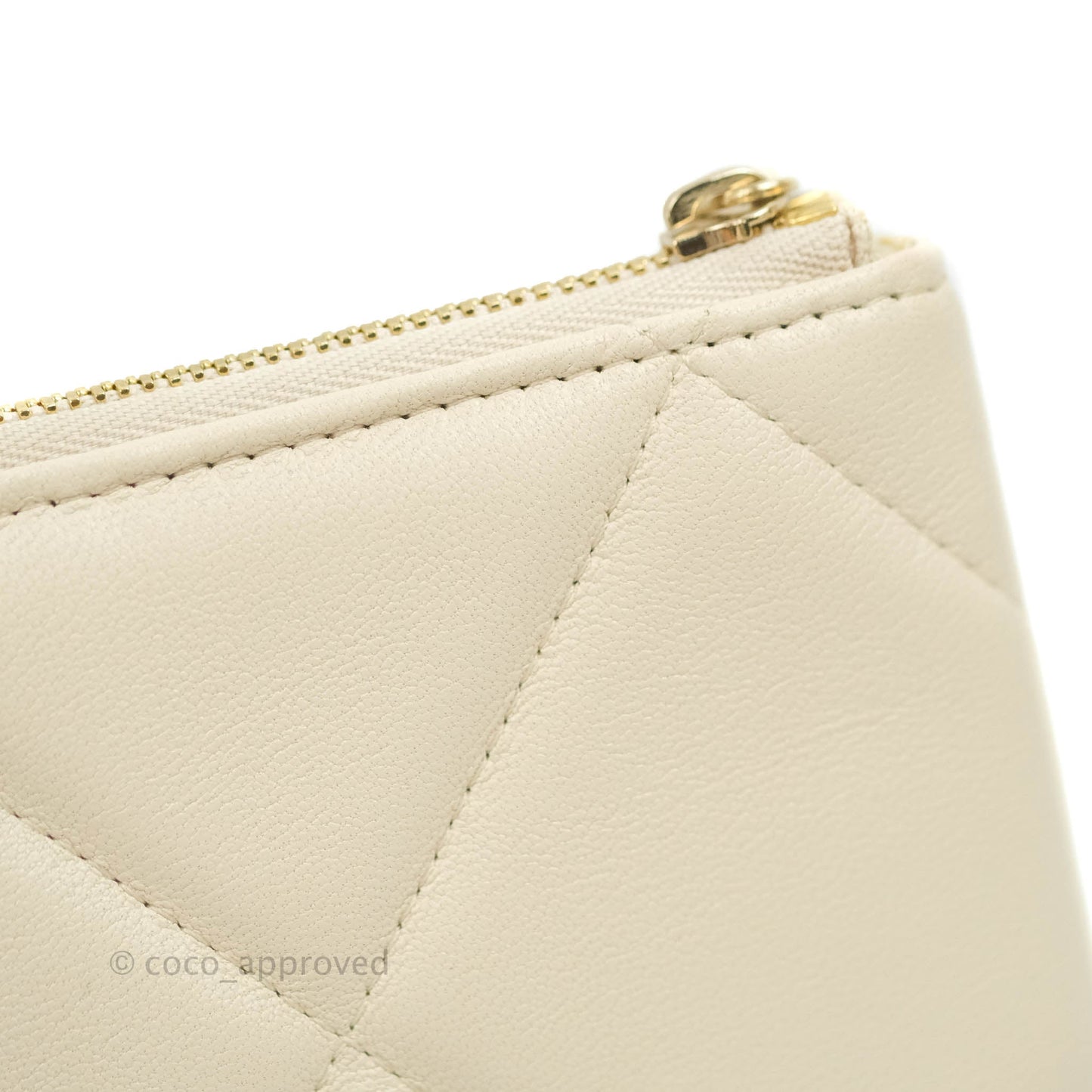 Chanel 19 Small Pouch Beige Lambskin Gold Hardware