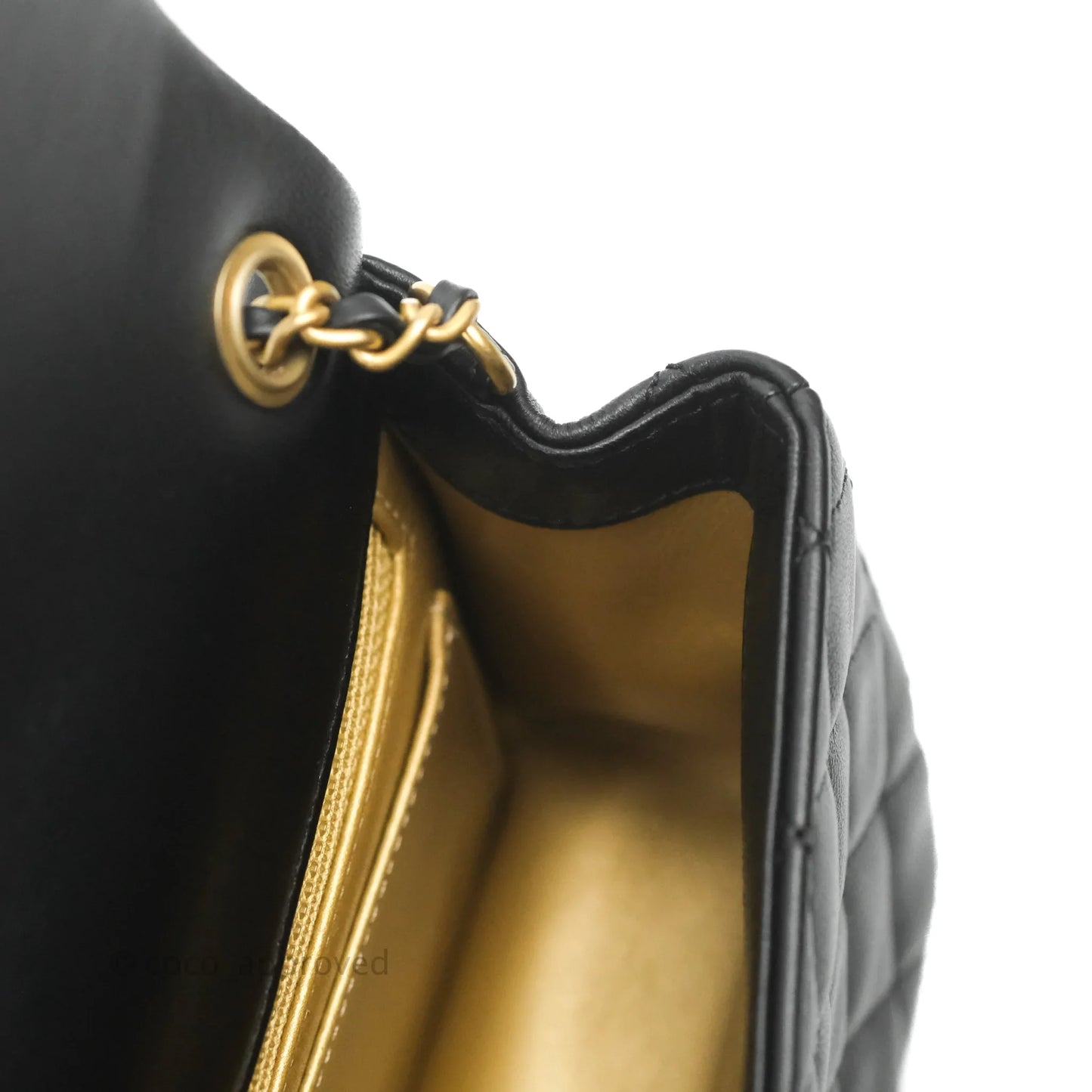 Chanel Mini Rectangular Pearl Crush Quilted Black Lambskin Aged Gold Hardware