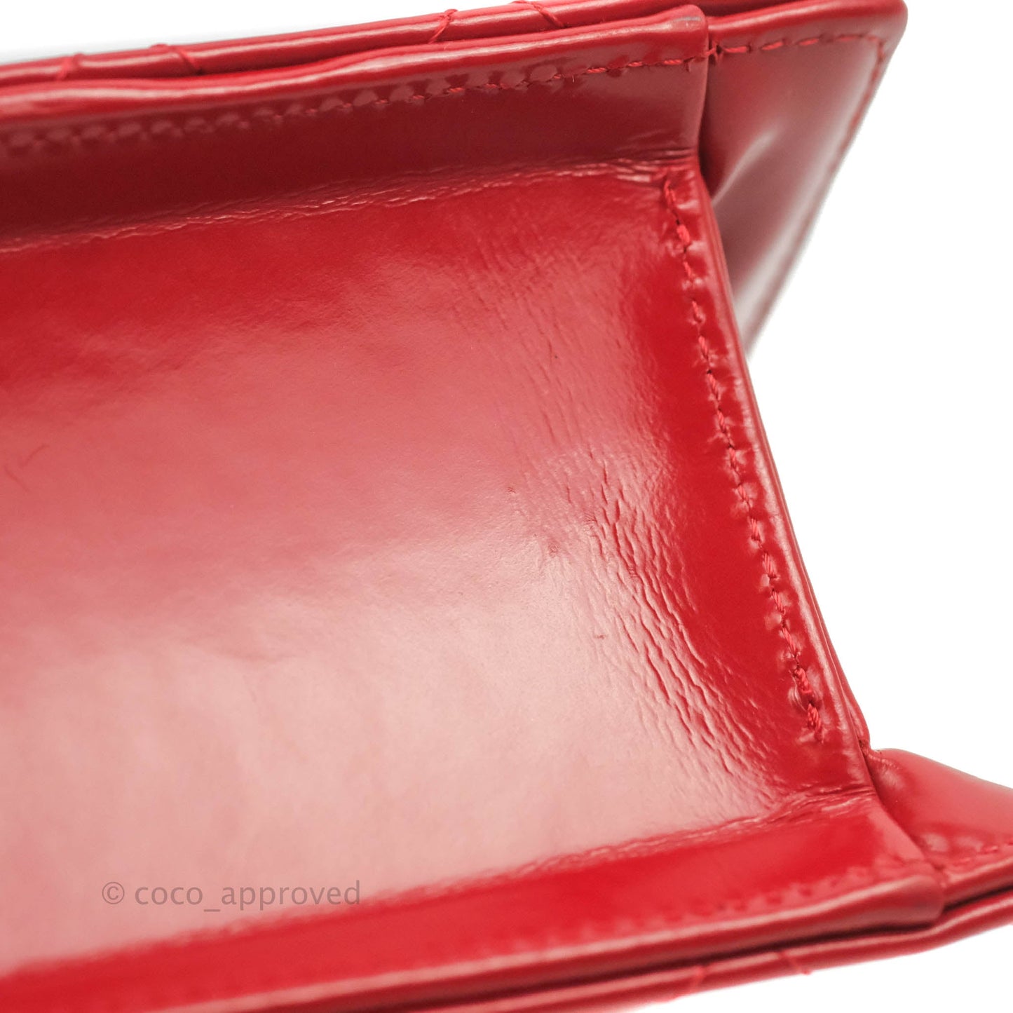 Chanel Flat Quilted Mini Flap Red Box Calfskin Gold Hardware