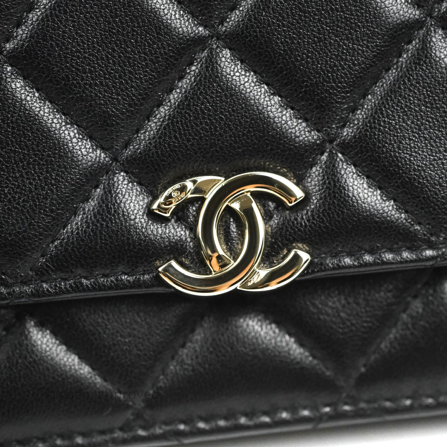 Chanel Quilted Top Handle Wallet on Chain WOC Black Lambskin Gold Hardware