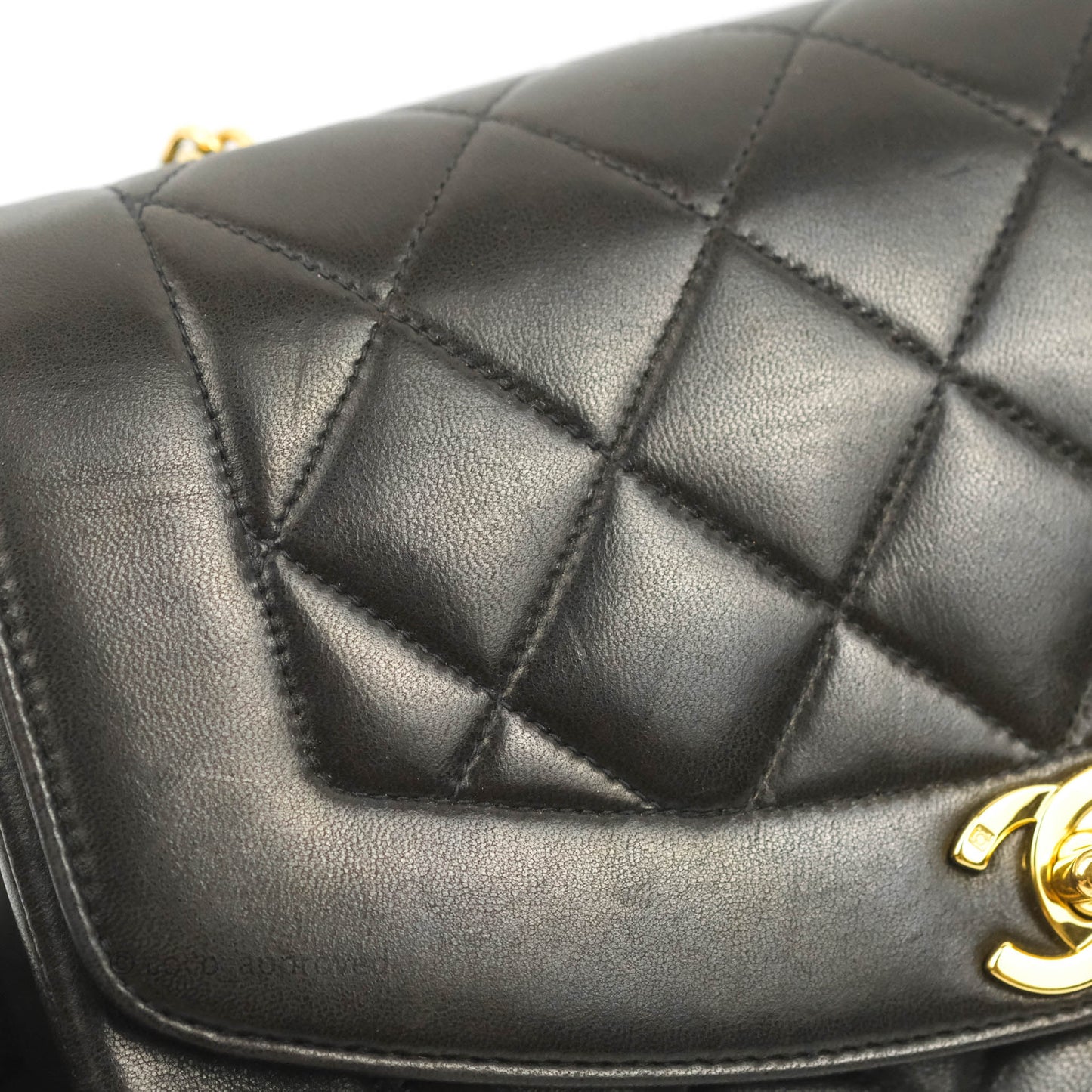 Chanel Vintage Small Quilted Classic Diana Flap Bag Black Lambskin 24K Gold Hardware