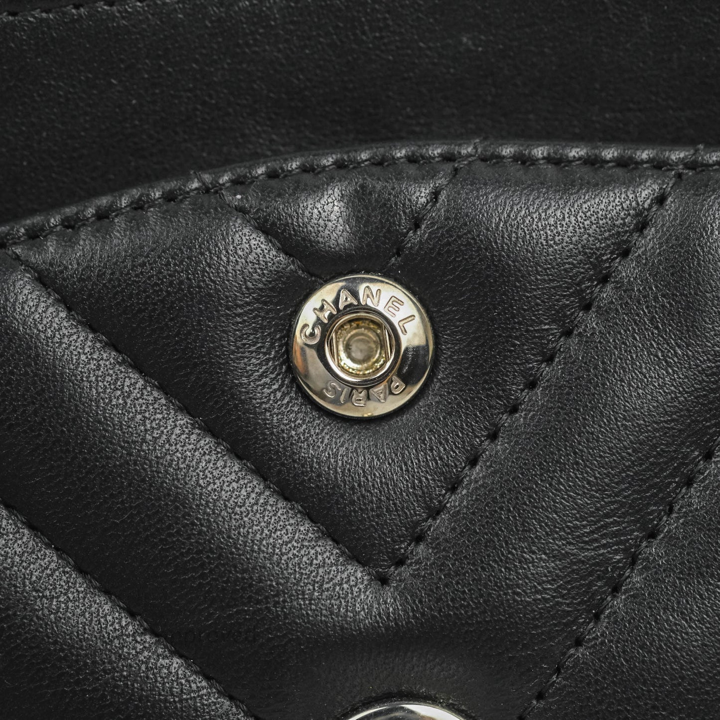 Chanel Classic Chevron S/M Small Double Flap Black Lambskin Silver Hardware