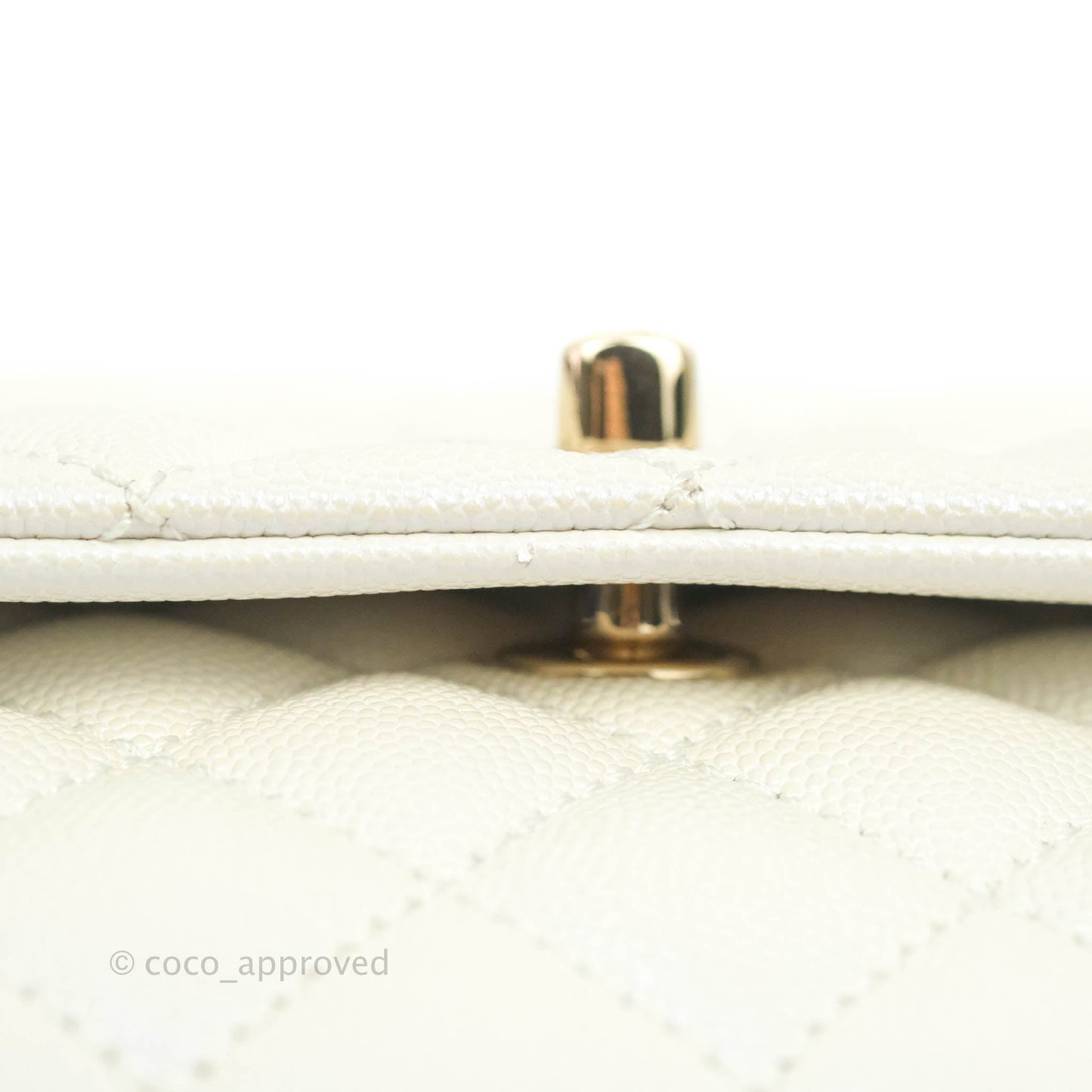 Chanel Small Quilted Coco Handle Iridescent White Caviar Gold Hardware