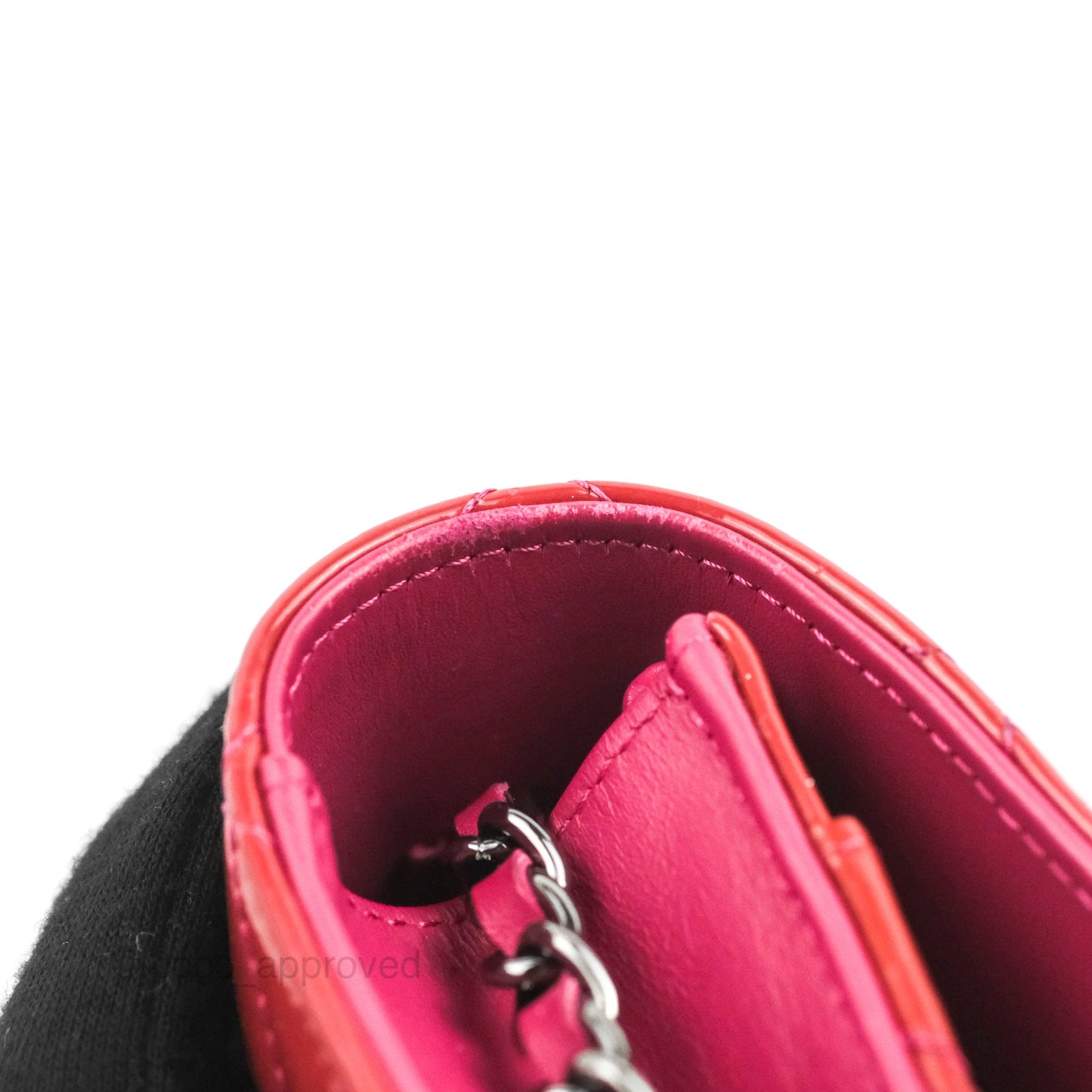Chanel Wallet on Chain WOC Quilted Red Patent Ruthenium Hardware