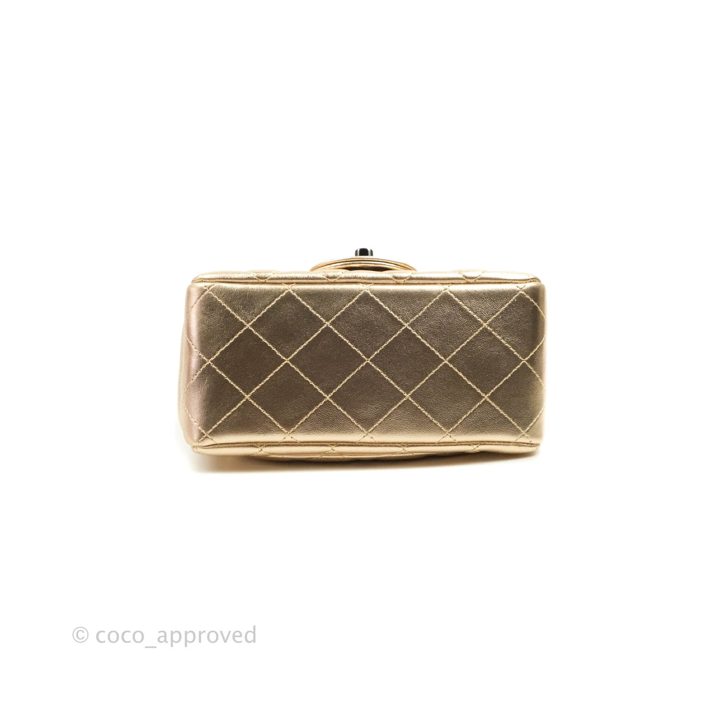 Chanel Mini Square Quilted Gold Calfskin Black Hardware