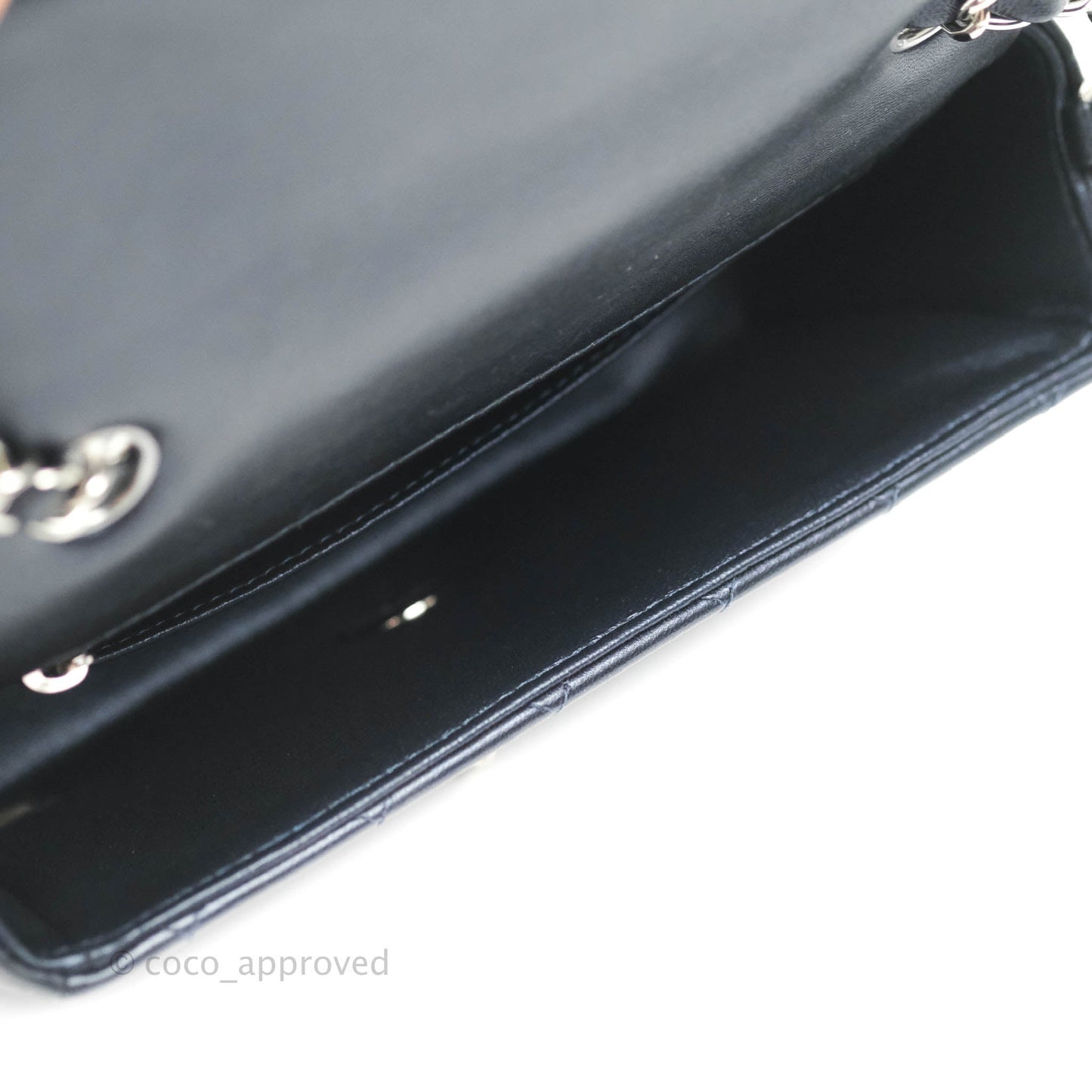 Chanel Quilted Mini Rectangular Lambskin Dark Navy Silver Hardware