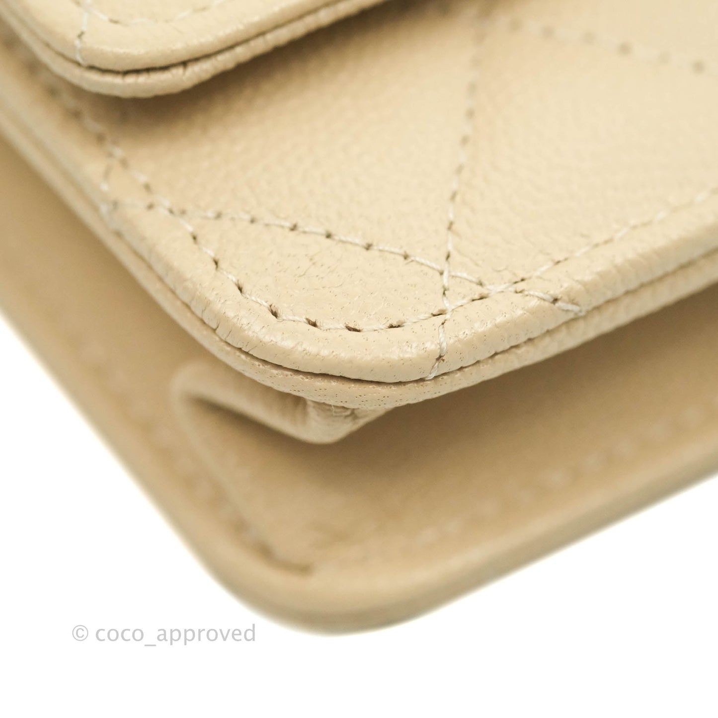 Chanel Quilted Golden Class Wallet on Chain WOC Light Beige Caviar Gold Hardware