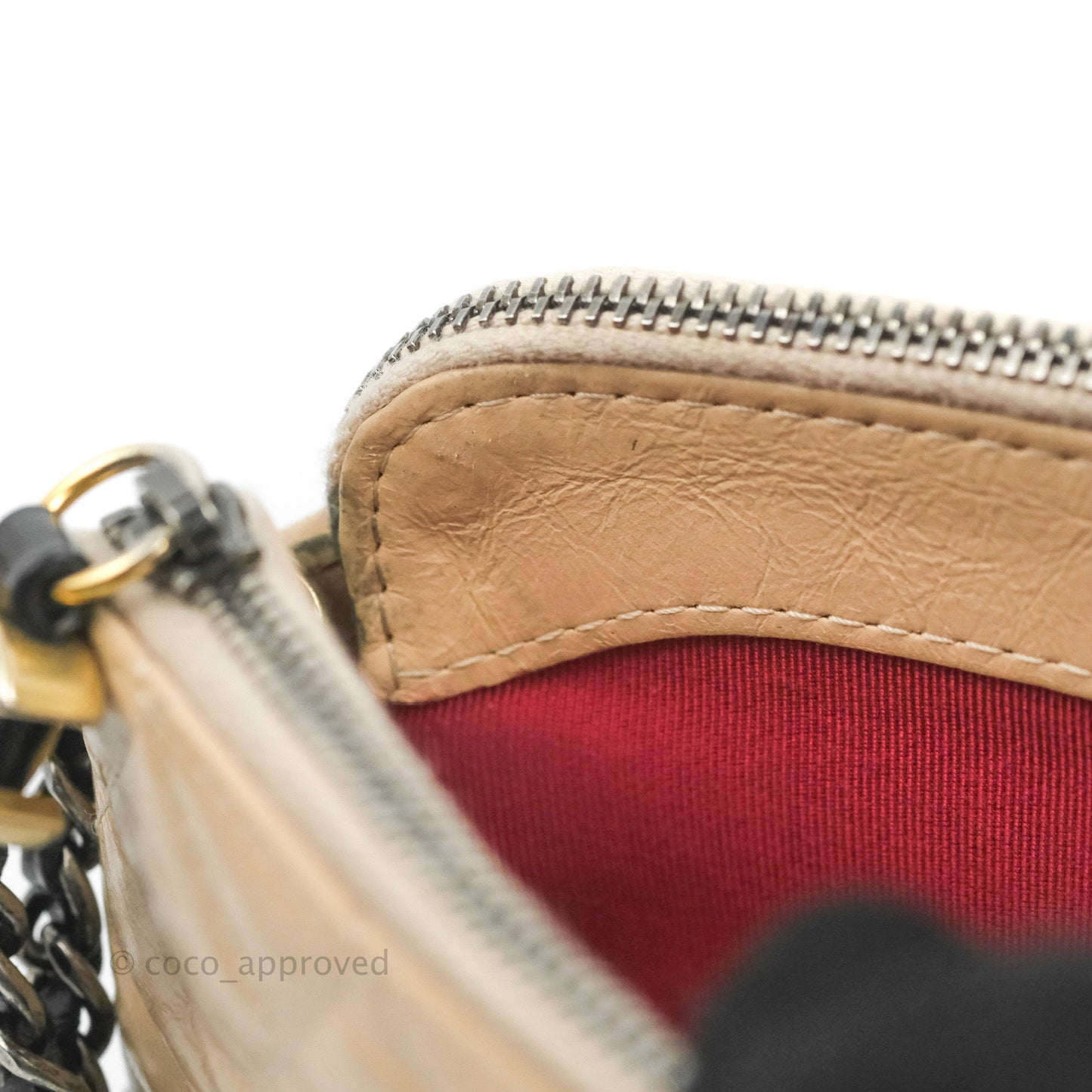 Chanel Gabrielle Clutch With Chain Aged Calfskin Beige/ Black Mixed Hardware