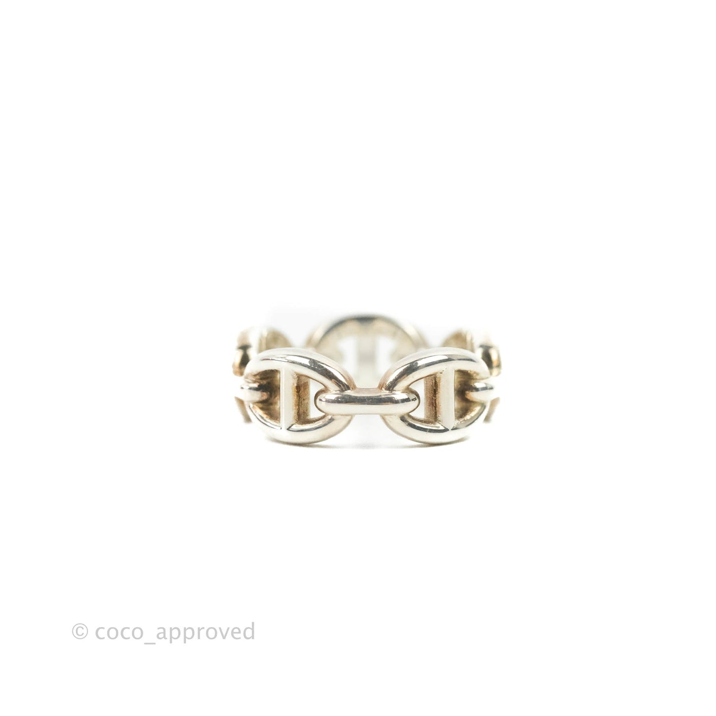 Hermès Sterling Silver PM Chaine d'Ancre Enchainee Band Ring 51