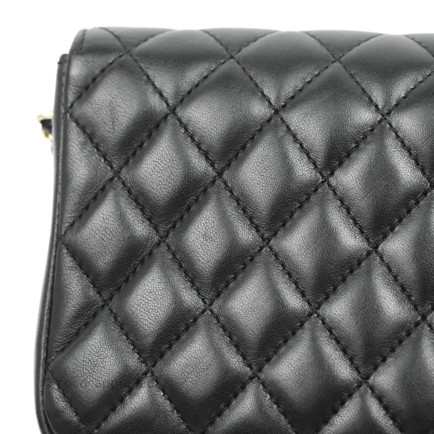 Chanel Classic Twin Flap Bag Side Pack Black Lambskin Gold Hardware