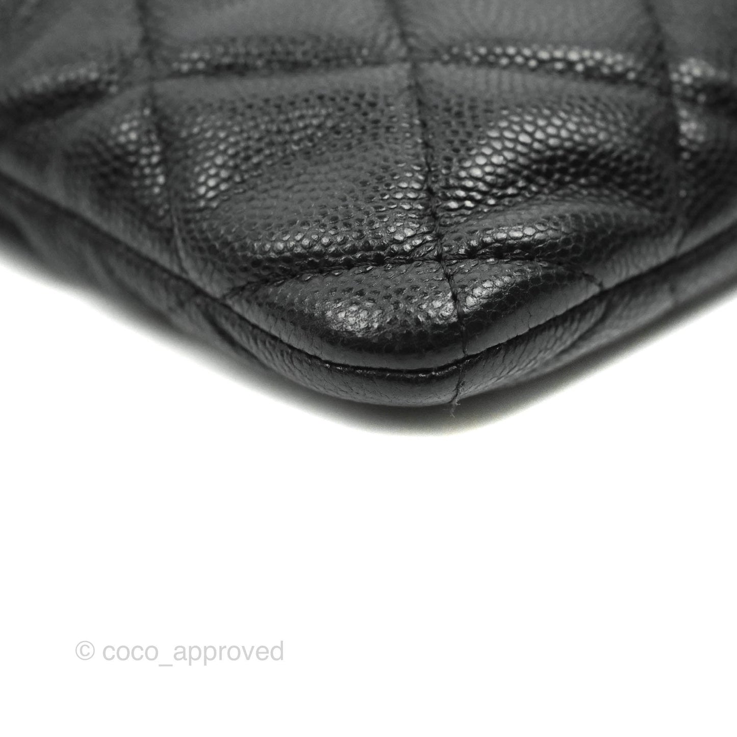 Chanel Medium Quilted O Case Black Caviar Gold Hardware