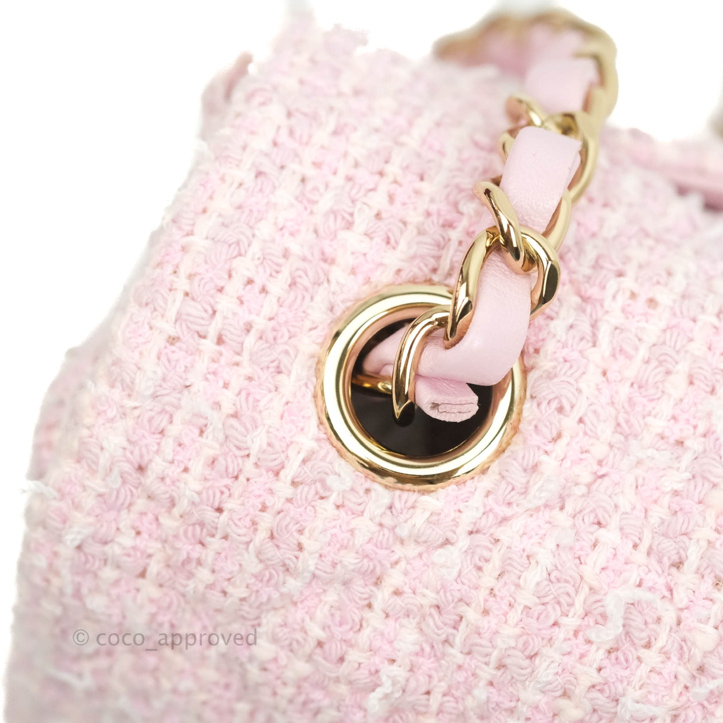 Chanel Classic Mini Rectangular Flap Pink Tweed Gold Hardware