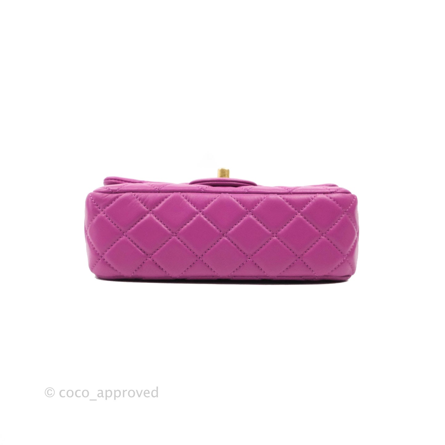 Chanel Mini Rectangular Pearl Crush Quilted Purple Lambskin Aged Gold Hardware