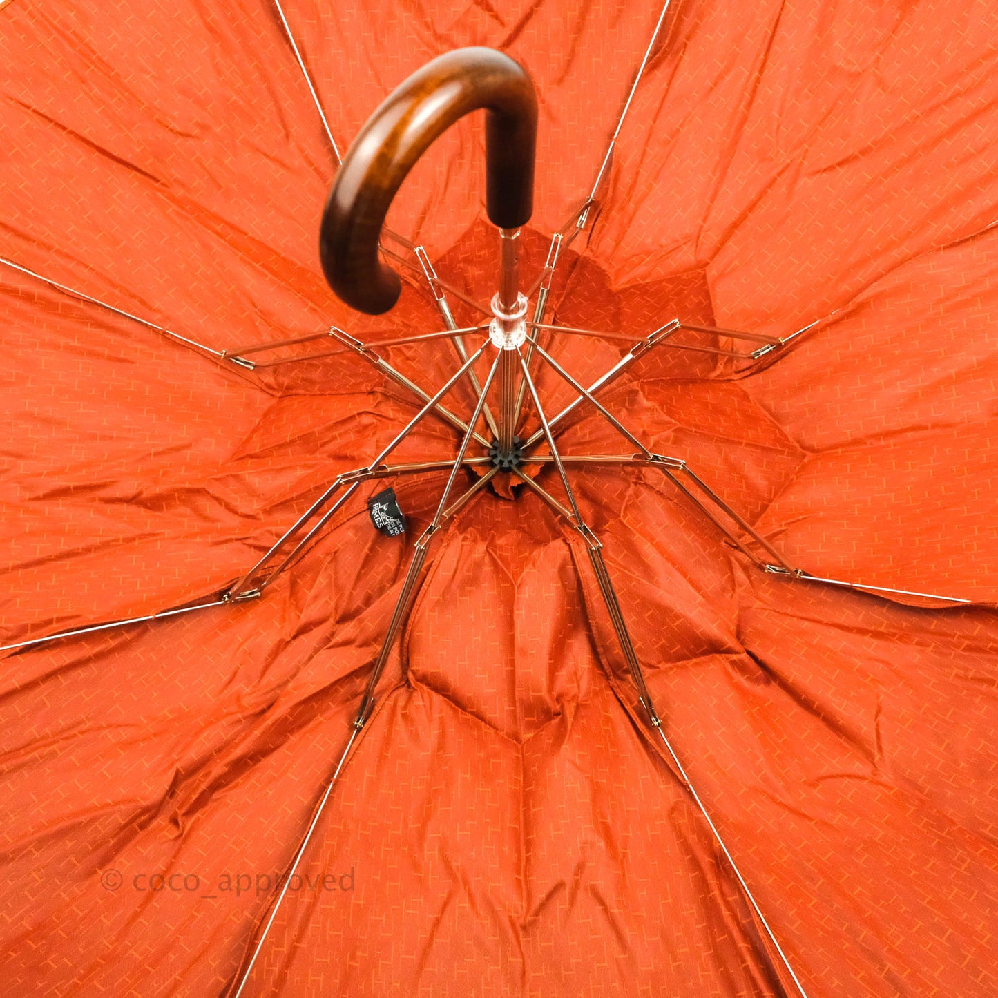 Hermès Pluie De H Folding Umbrella Classic Orange Jacquard Canvas