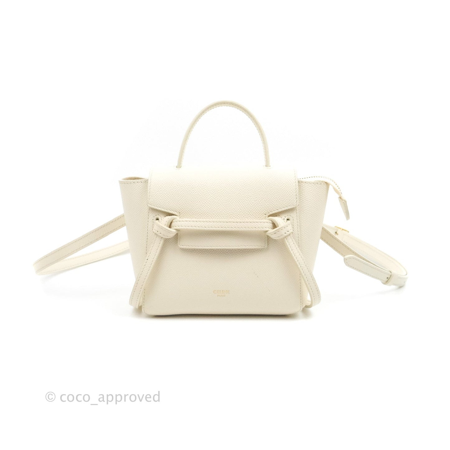 Celine Pico Belt Bag White Grained Calfskin Gold Hardware