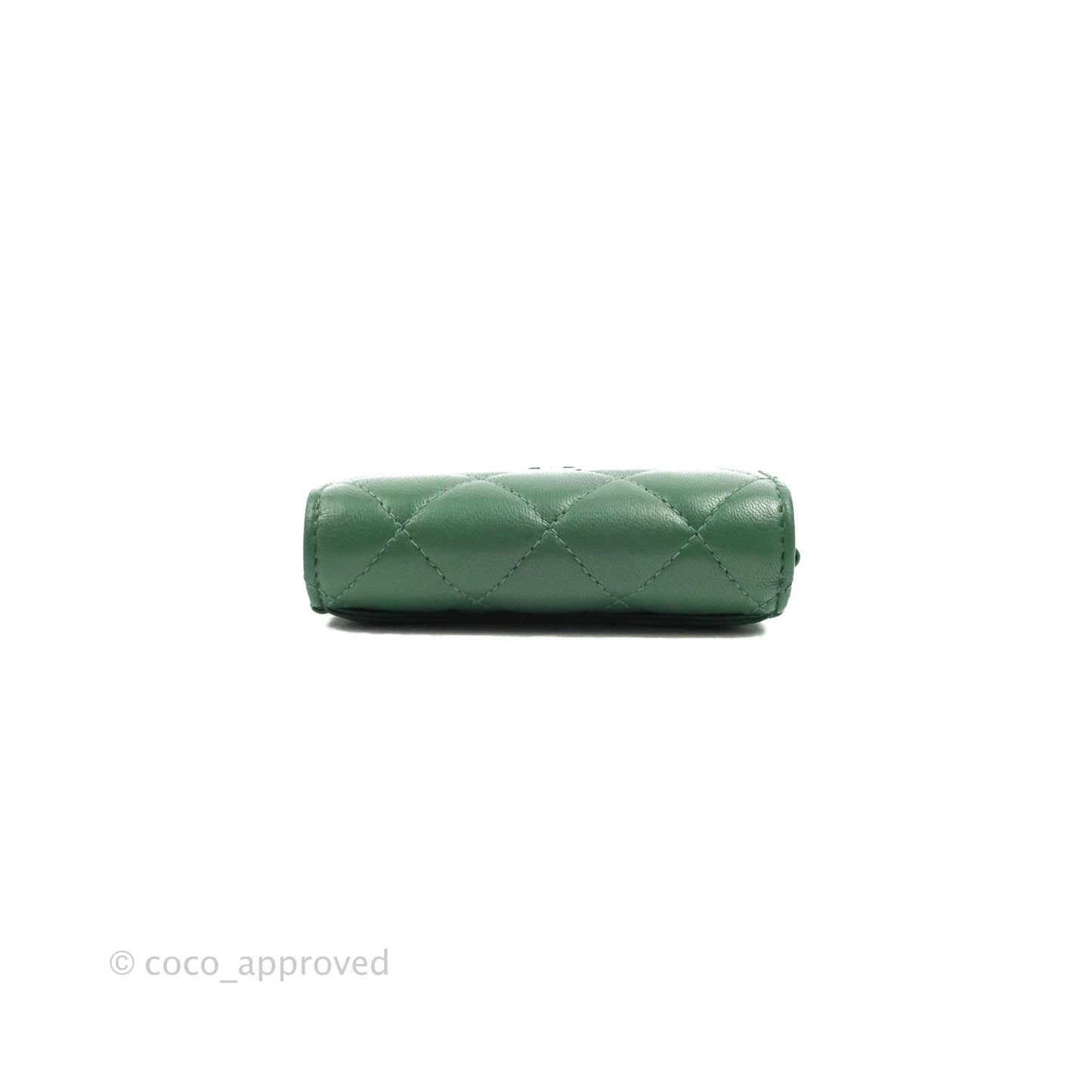 Chanel Classic Flap Coin Purse Dark Green Lambskin Silver Hardware