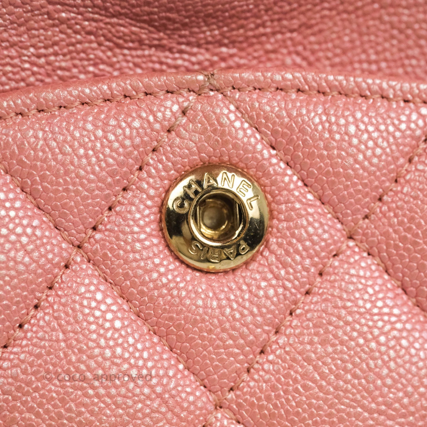Chanel Small Classic Quilted Flap Iridescent Pink Caviar Gold Hardware 19S