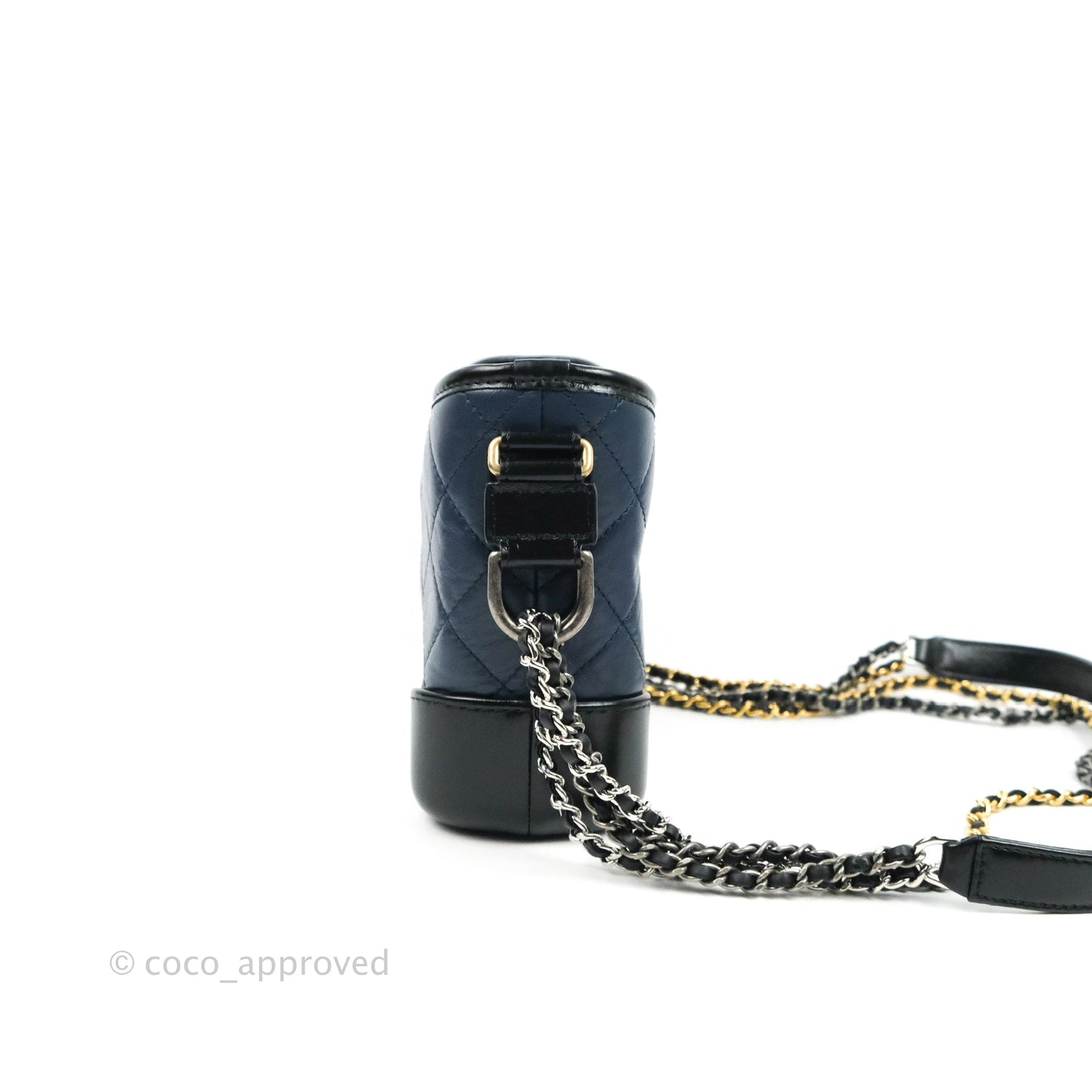 Chanel Quilted Small Gabrielle Hobo Navy Black Aged Calfskin Mixed Hardware