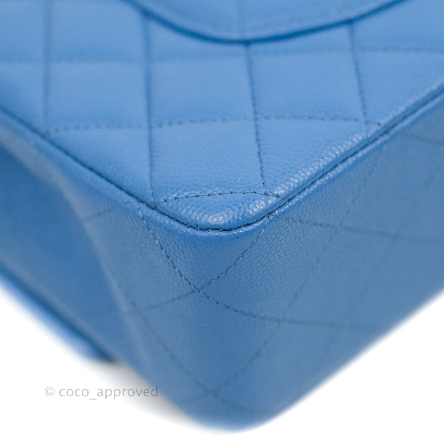 Chanel Classic M/L Medium Flap Quilted Blue Caviar Gold Hardware 21P