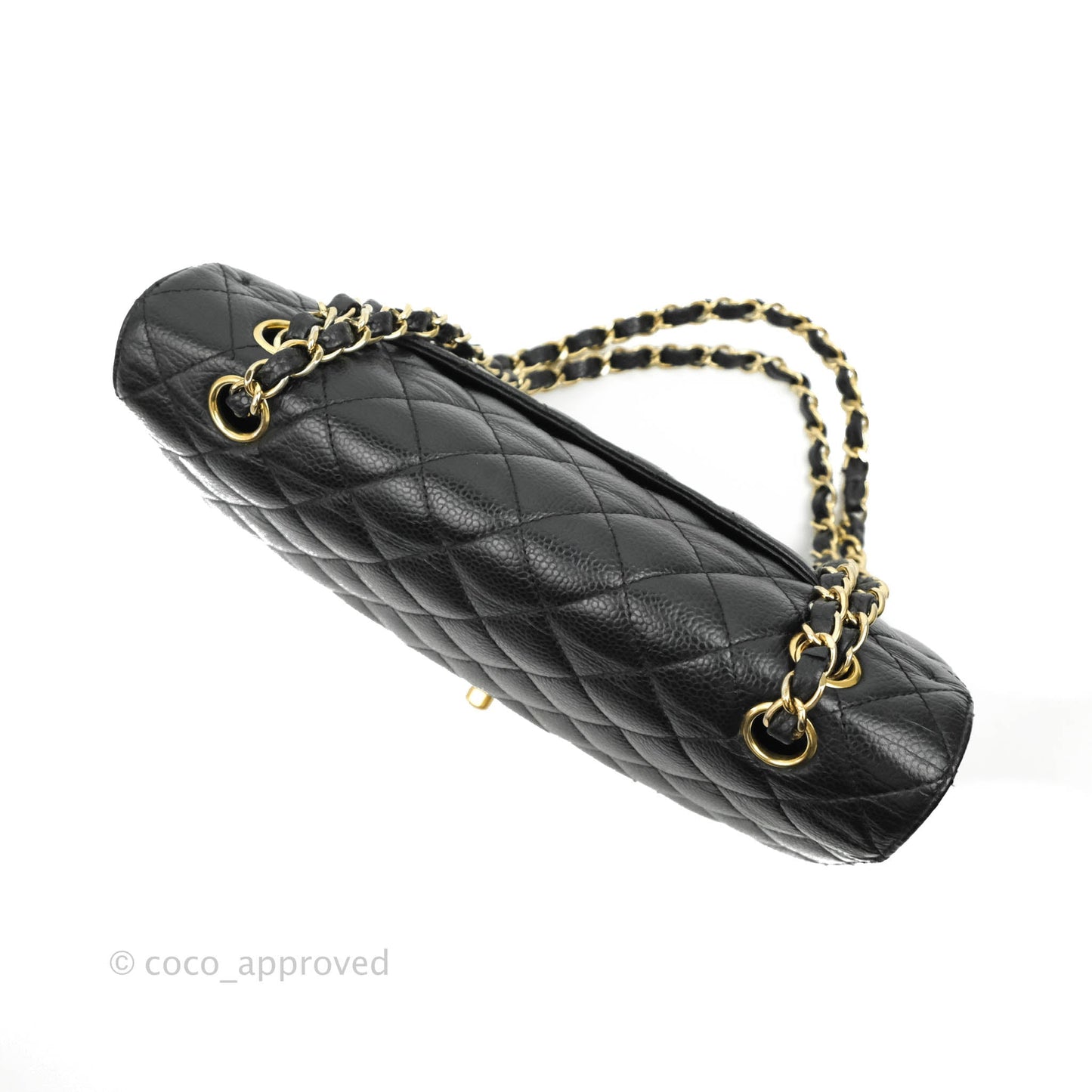 Chanel Vintage Classic M/L Medium Flap Quilted Black Caviar 24K Gold Hardware